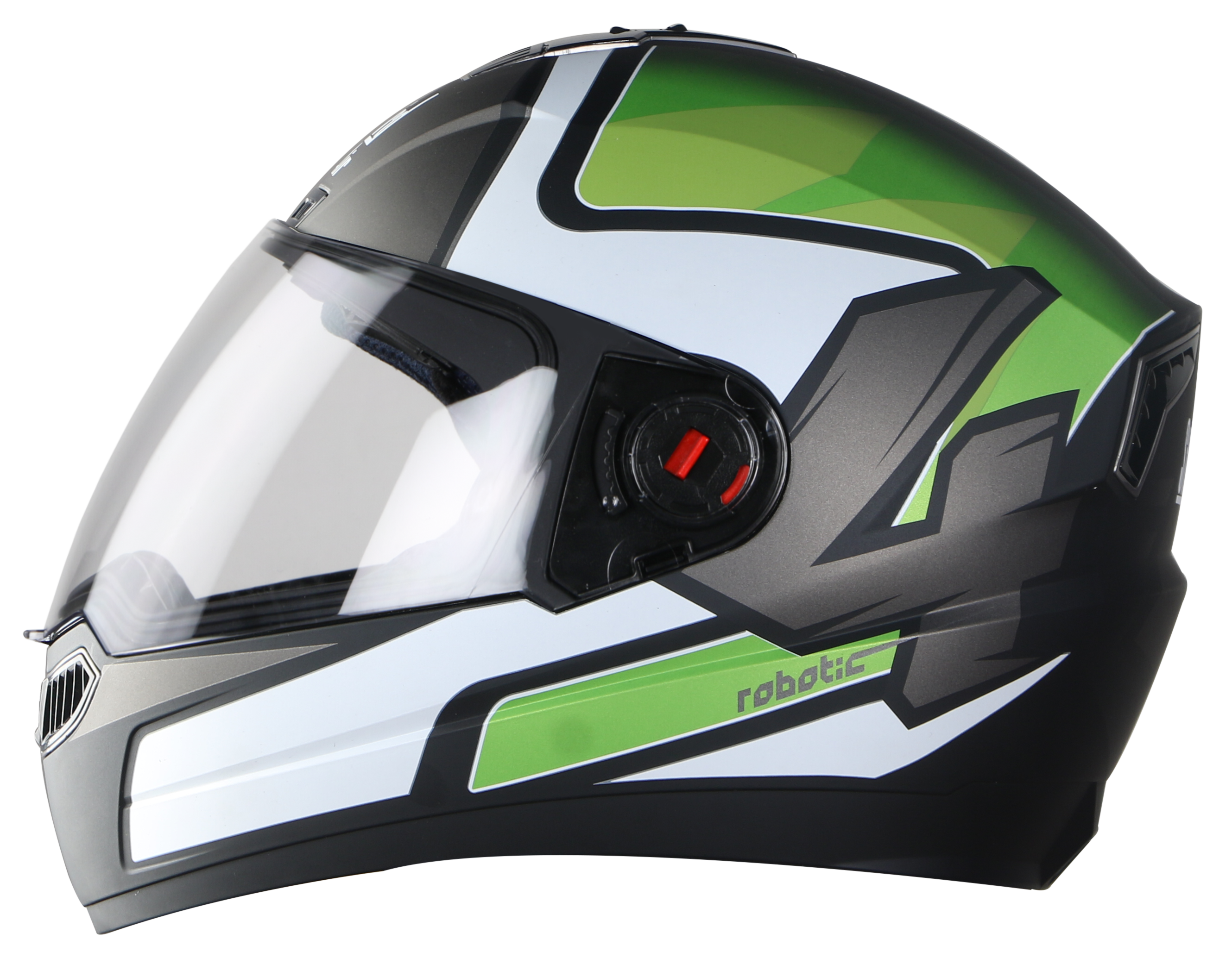 Steelbird SBA-1 Robotics ISI Certified Full-Up Helmet For Men And Women (Matt Black Green With Clear Visor)