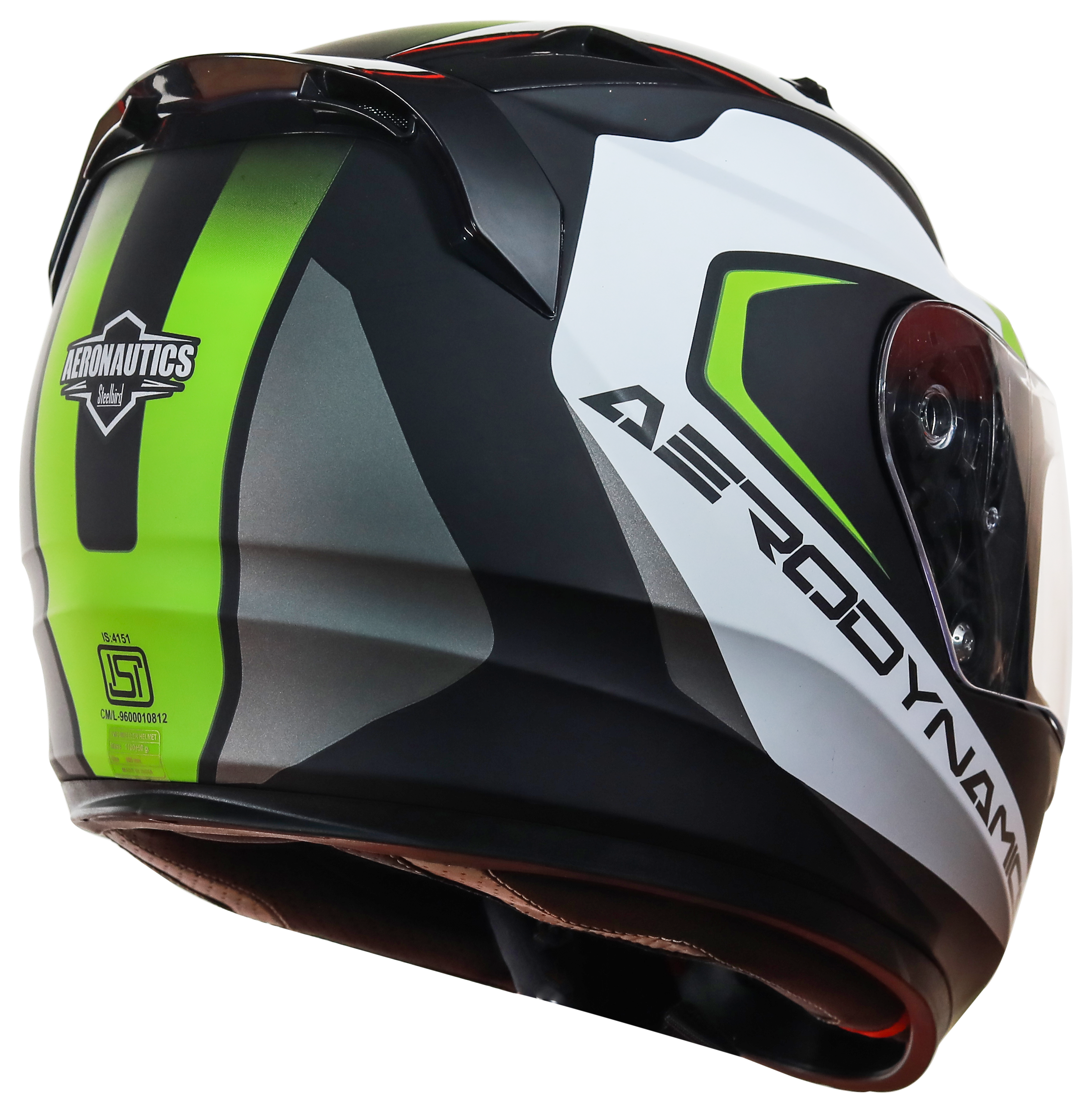 SA-1 Aerodynamics Mat Black With Y.Green (Fitted With Clear Visor Extra Blue Night Vision Visor Free)