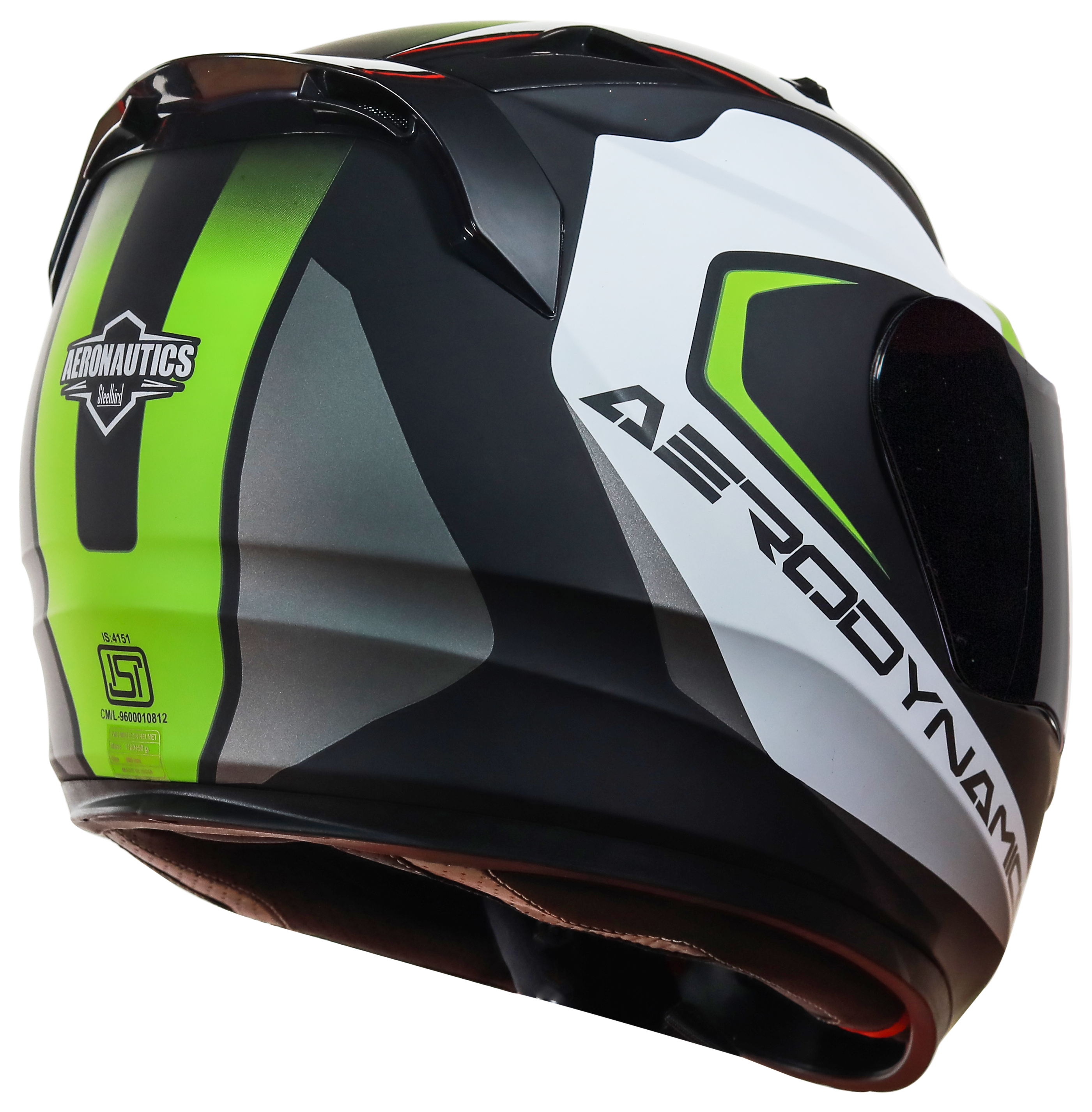SA-1 Aerodynamics Mat Black With Y.Green(Fitted With Clear Visor Extra Silver Chrome Visor Free)