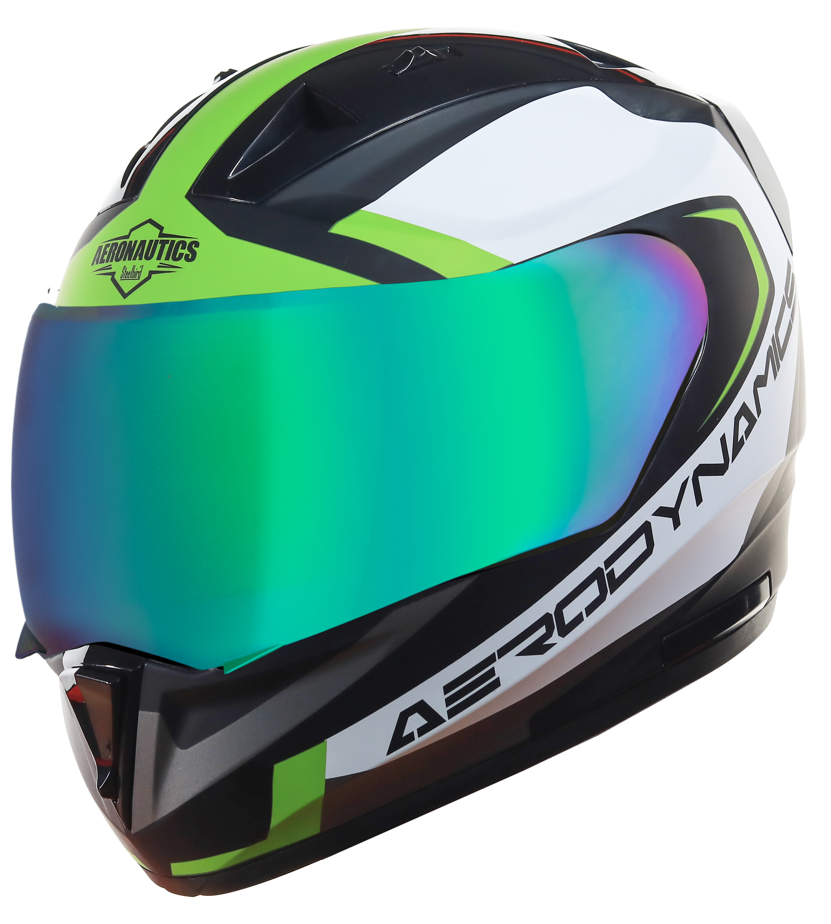 SA-1 Aerodynamics Mat Black With Y.Green(Fitted With Clear Visor Extra Rainbow Chrome Visor Free)