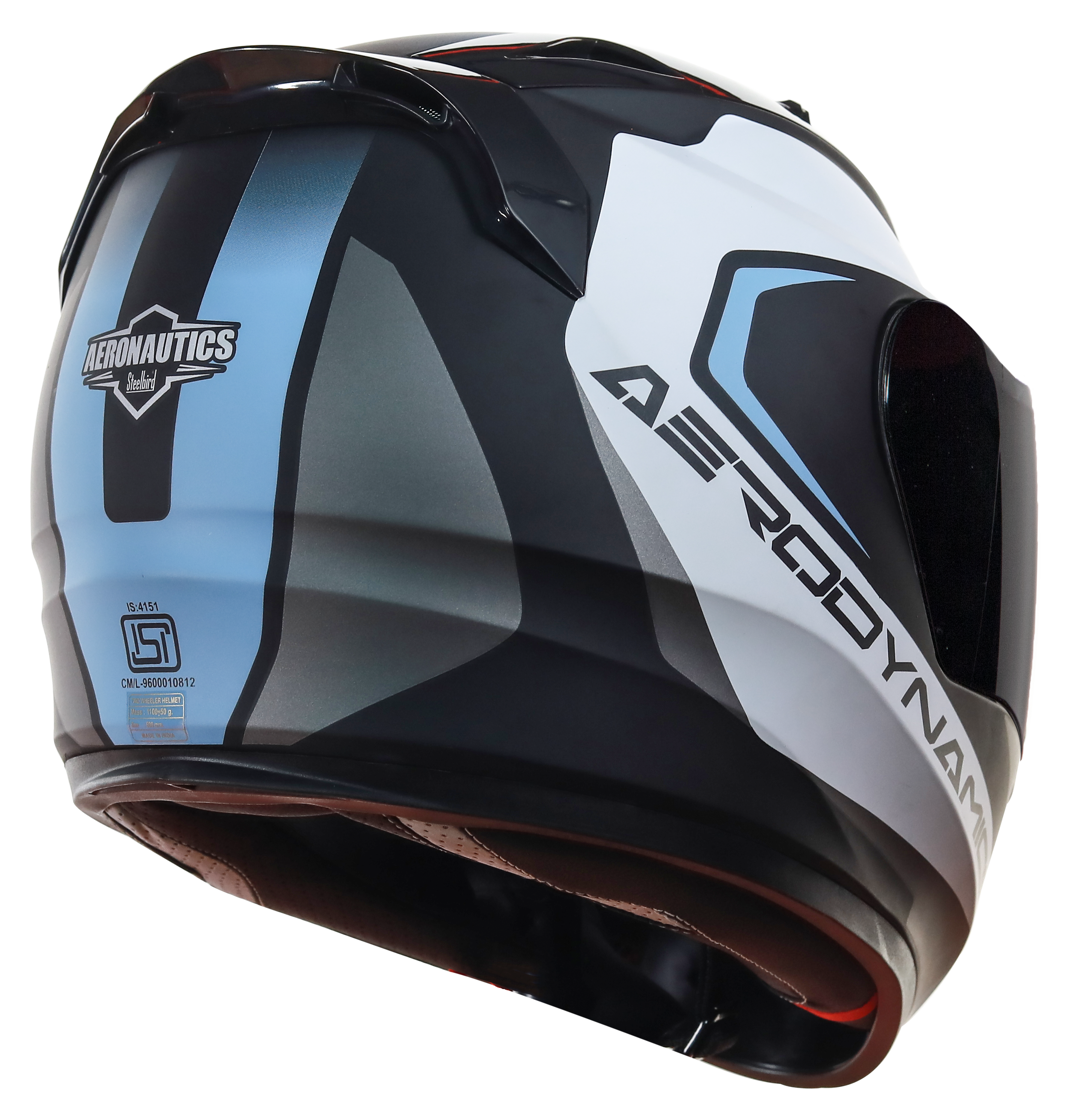 SA-1 Aerodynamics Mat Black With Light Blue (Fitted With Clear Visor Extra Gold Chrome Visor Free)