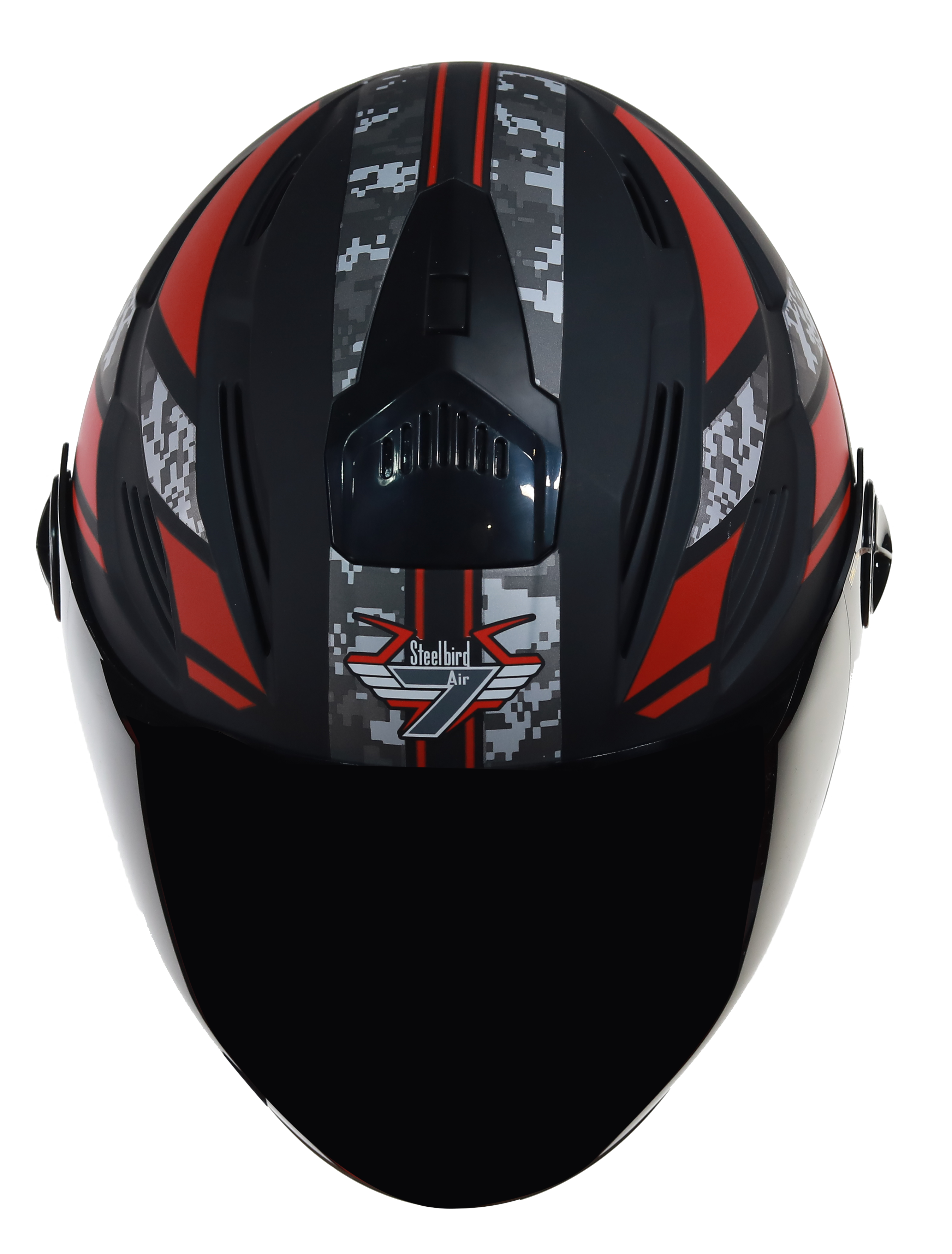 SBA-6 Pixels Mat Black With Red ( Fitted With Clear Visor  Extra Smoke Visor Free)