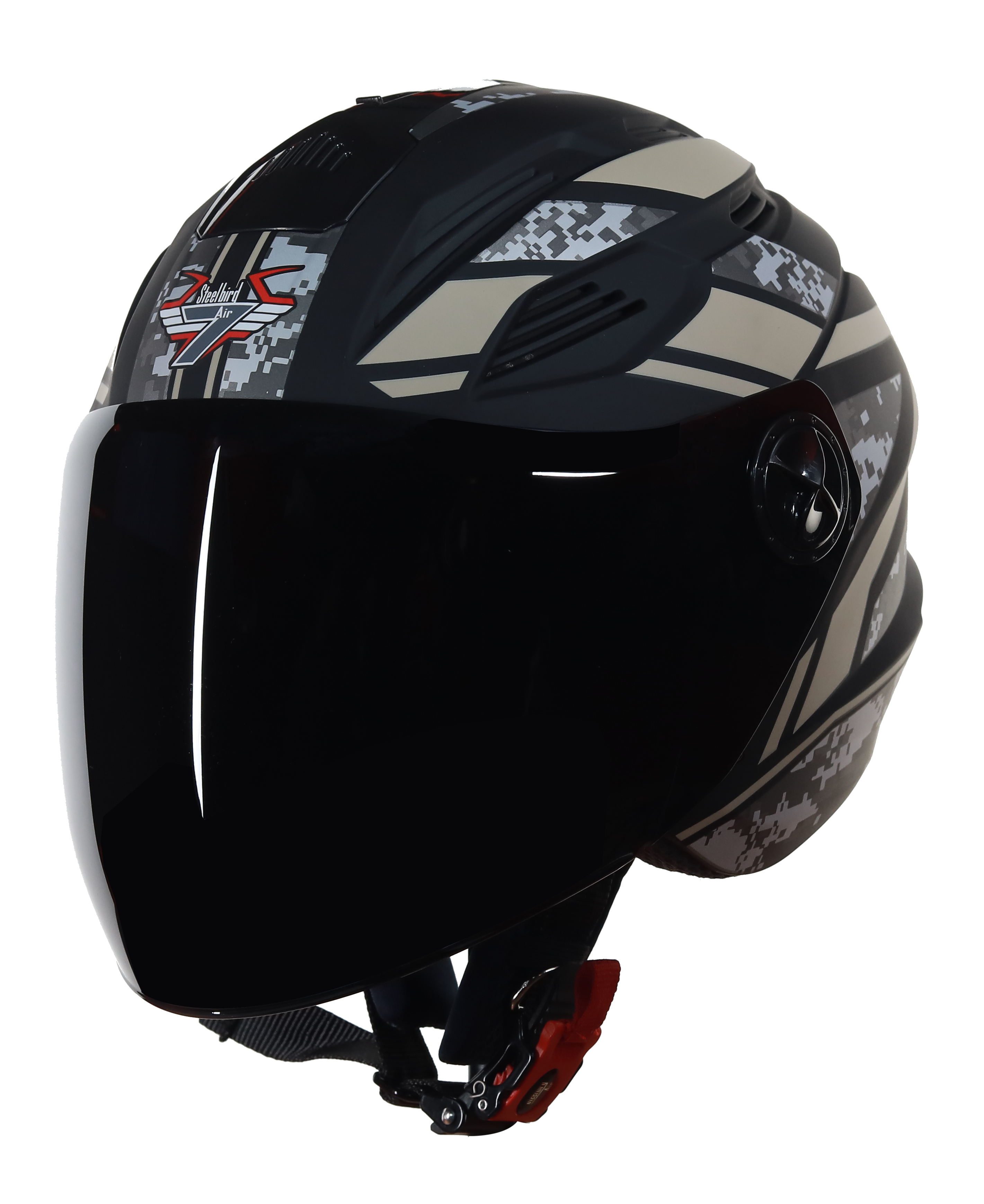 SBA-6 Pixels Mat Black With Desert Storm ( Fitted With Clear Visor  Extra Smoke  Visor Free)