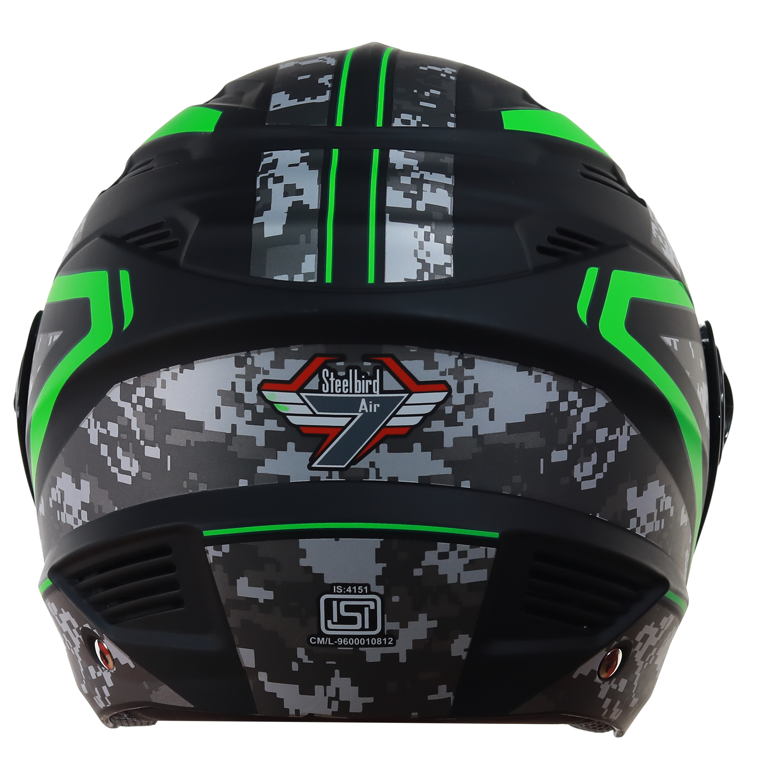 SBA-6 Pixels Mat Black With Green ( Fitted With Clear Visor Extra Smoke Visor Free)