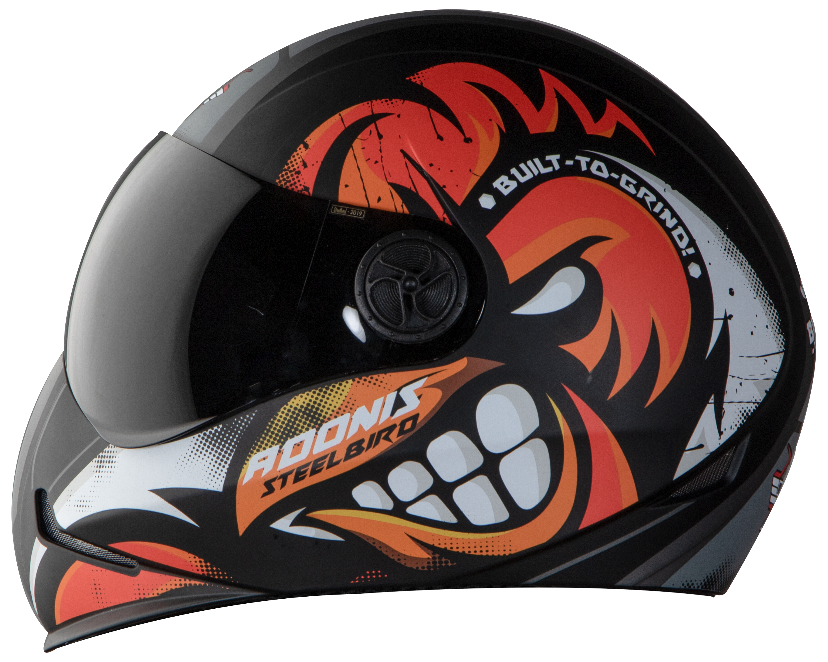Adonis Angry Bird Mat Black With Orange( Fitted With Clear Visor Extra Smoke Visor Free)