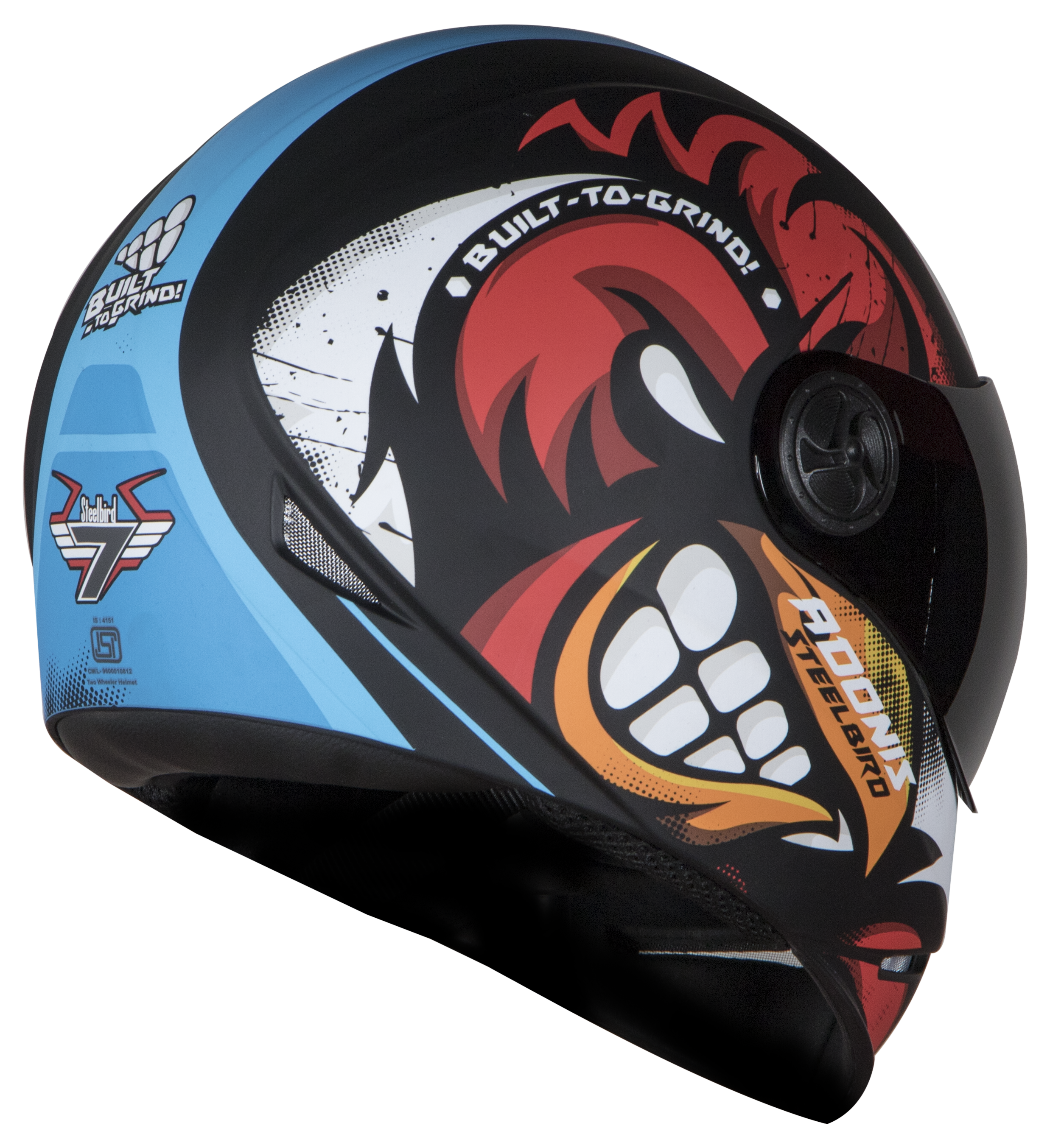 Adonis Angry Bird Mat Black With Red( Fitted With Clear Visor Extra Smoke Visor Free)