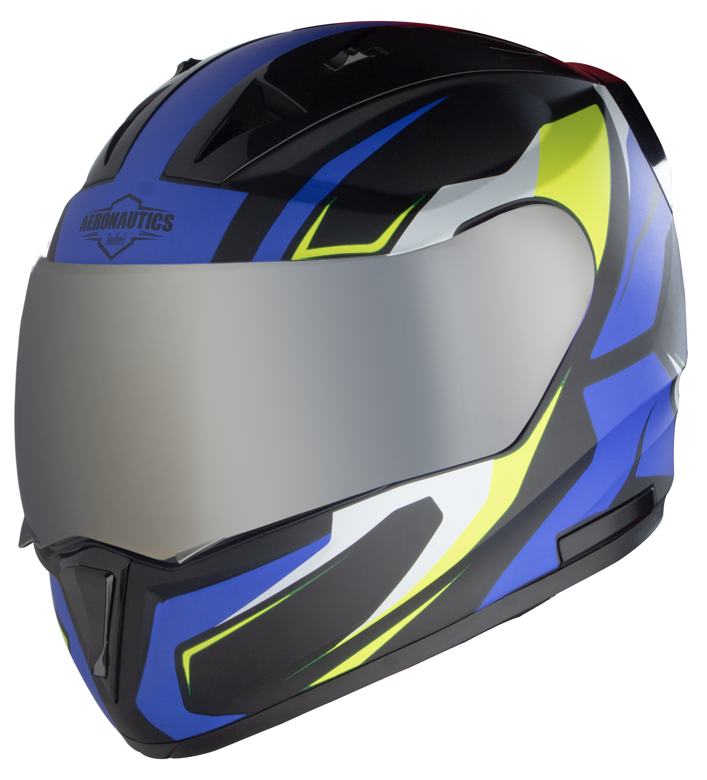 SA-1 Aviate Mat Black With Blue (Fitted With Clear Visor Extra Silver Chrome Visor Free)