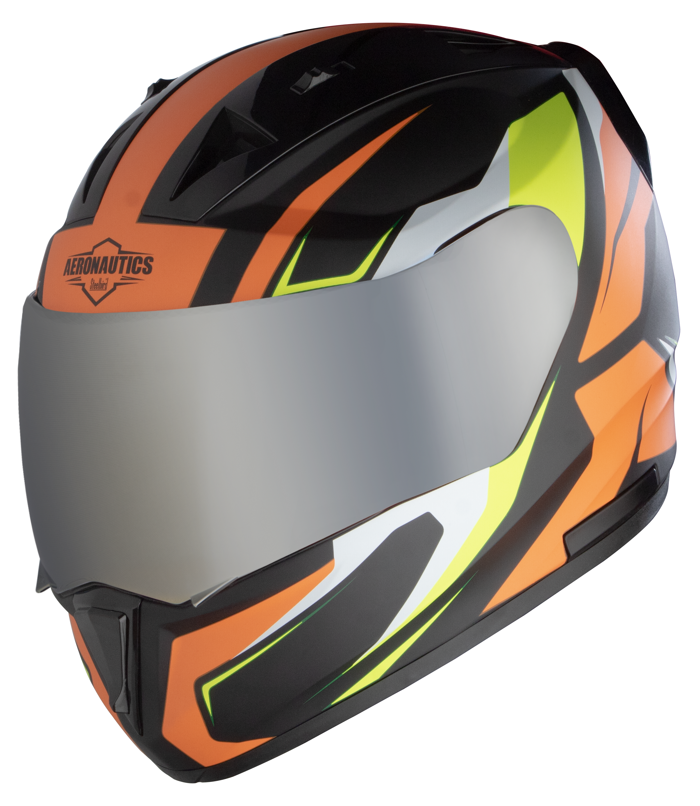 SA-1 Aviate Mat Black With Orange (Fitted With Clear Visor Extra Silver Chrome Visor Free)