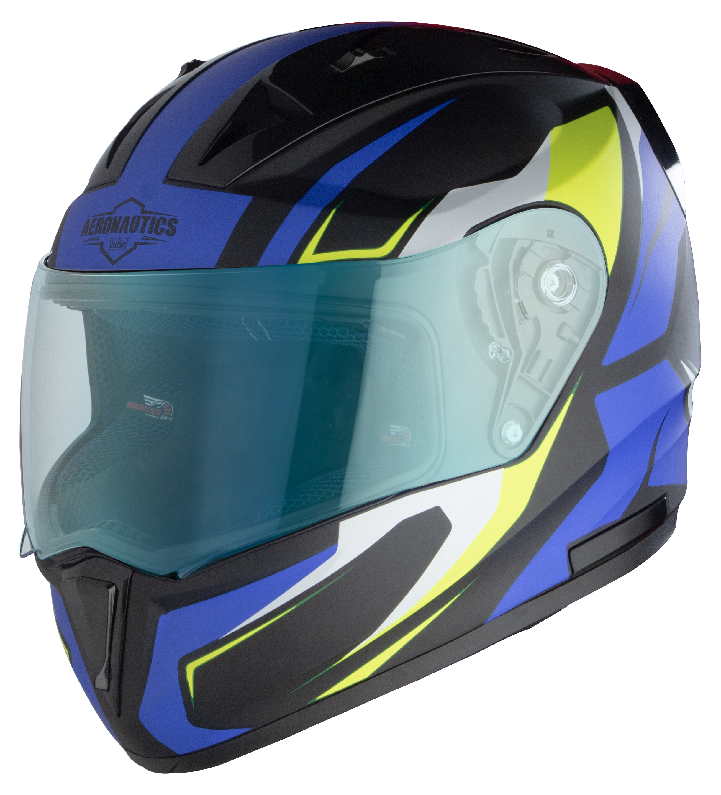 SA-1 Aviate Mat Black With Blue (Fitted With Clear Visor Extra Blue Night Vision Visor Free)