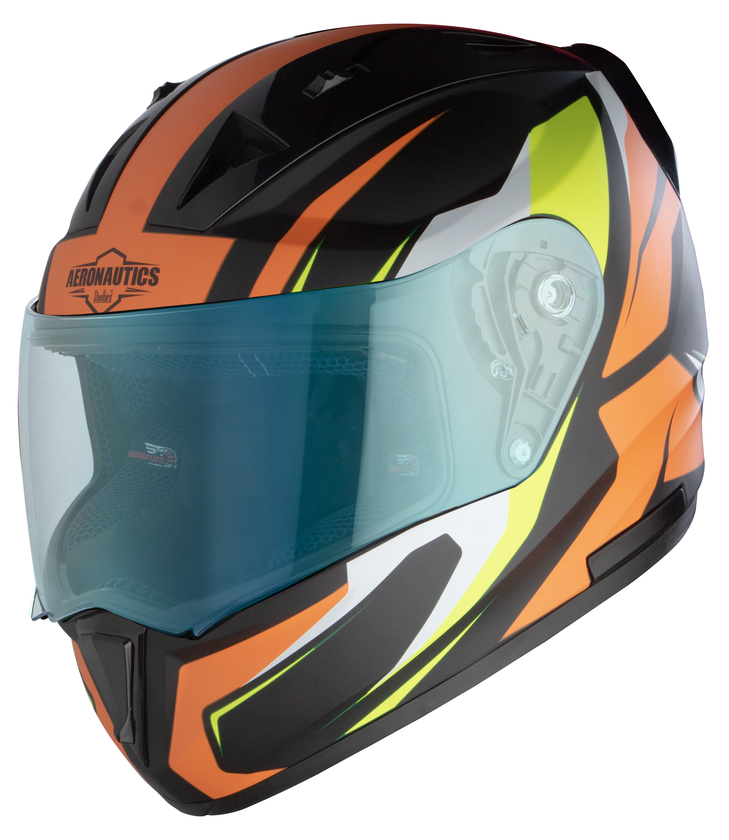 SA-1 Aviate Mat Black With Orange(Fitted With Clear Visor Extra Night Vision Visor Free)