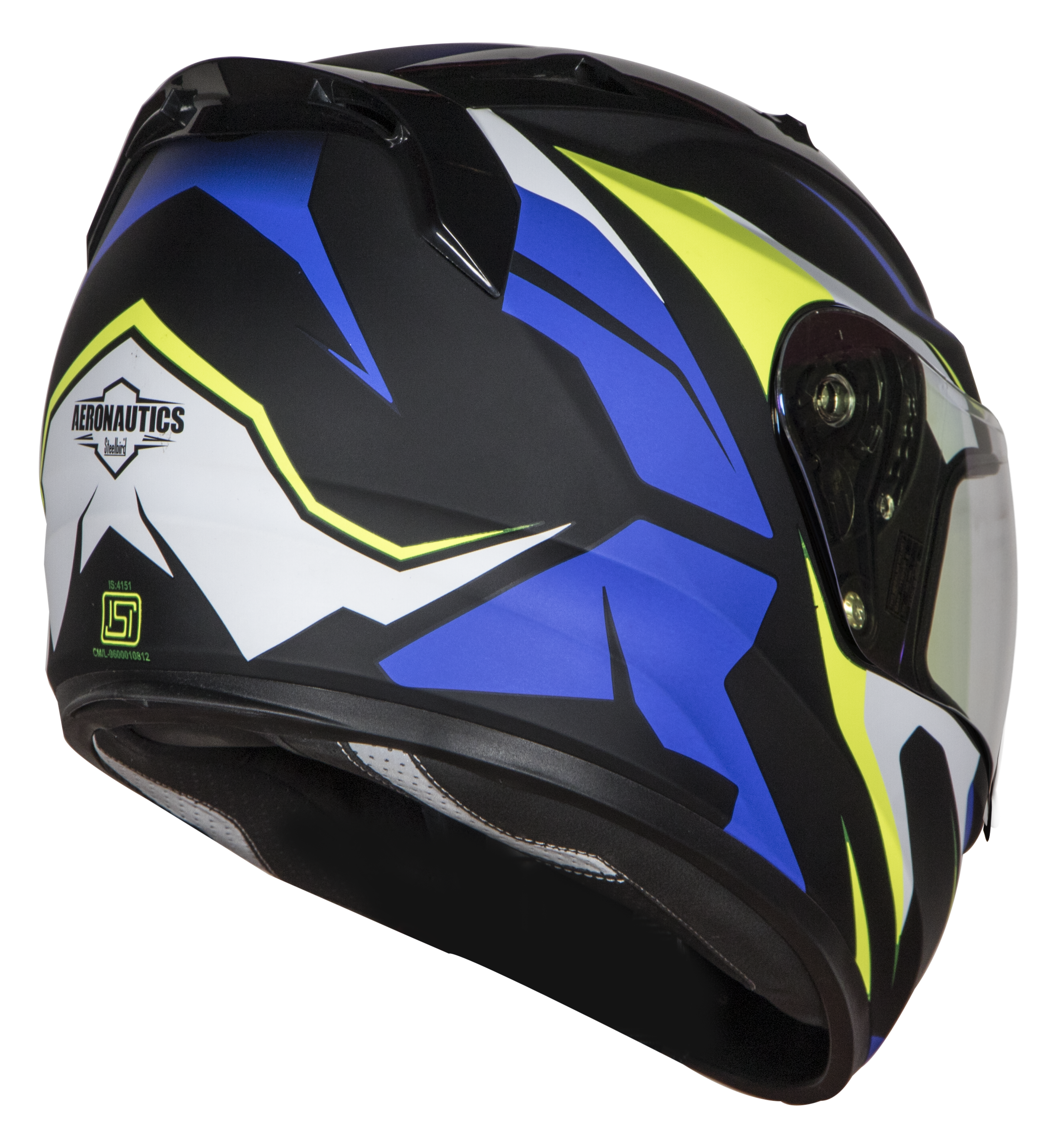 SA-1 Aviate Mat Black With Blue(Fitted With Clear Visor Extra Green Night Vision Visor Free)
