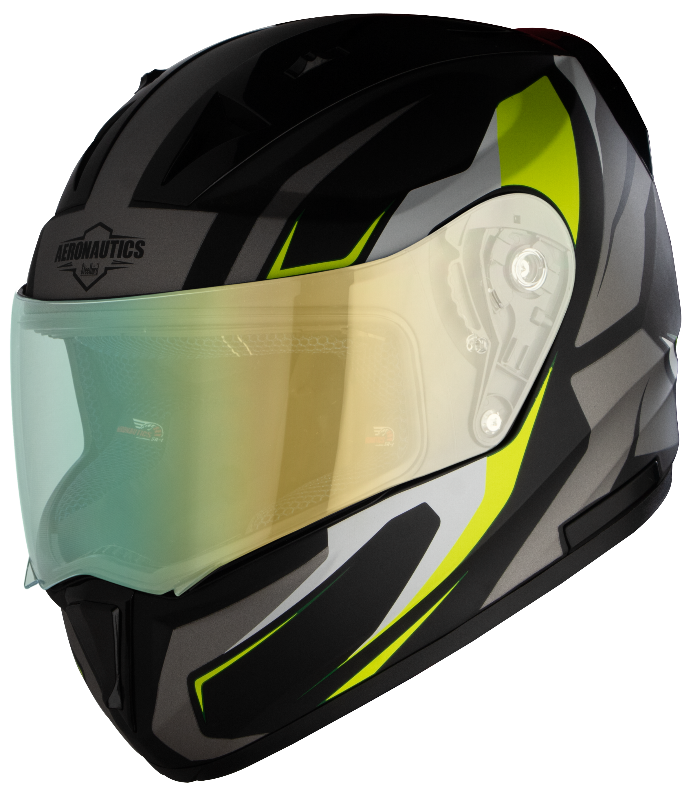 SA-1 Aviate Mat Black With Grey (Fitted With Clear Visor Extra Green Night Vision Visor Free)