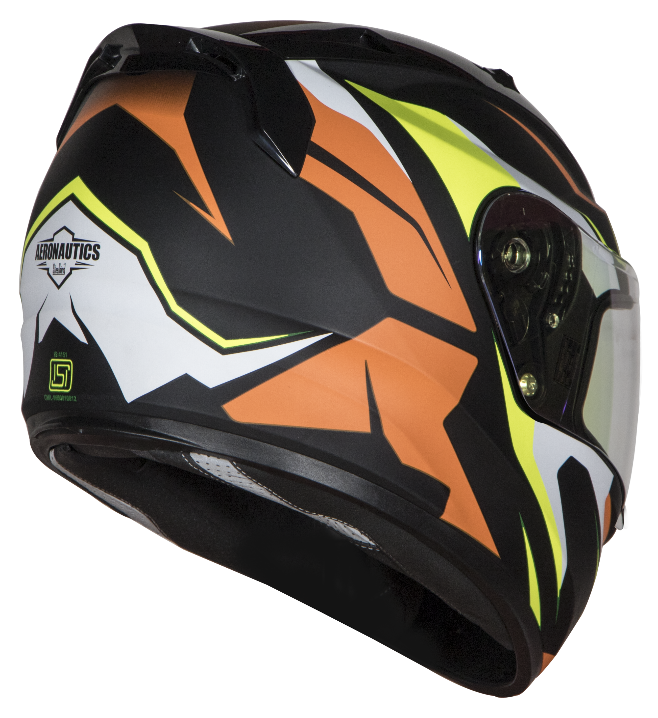 SA-1 Aviate Mat Black With Orange(Fitted With Clear Visor Extra Green Night Vision Visor Free)