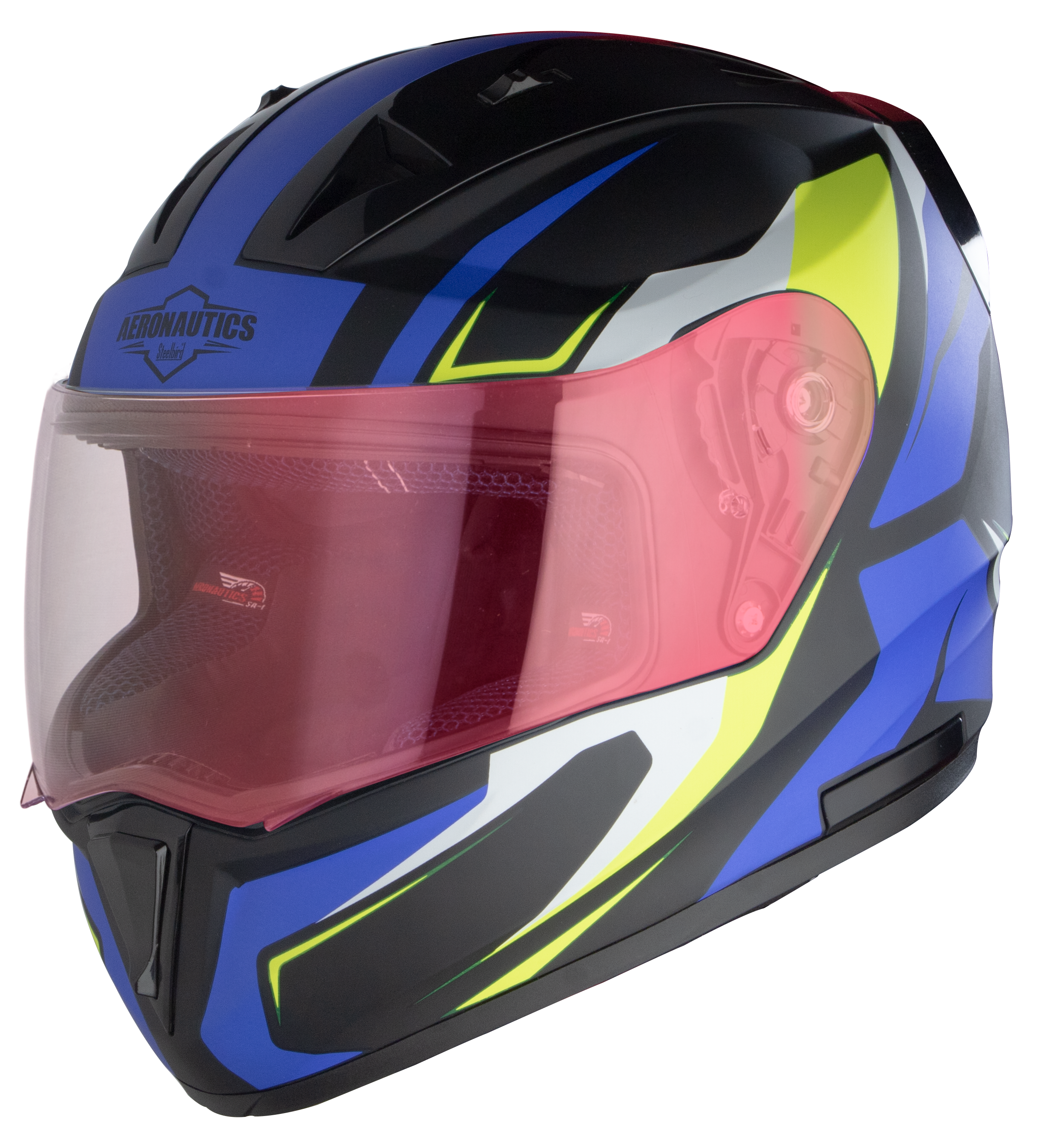 SA-1 Aviate Mat Black With Blue (Fitted With Clear Visor Extra Gold Night Vision Visor Free)