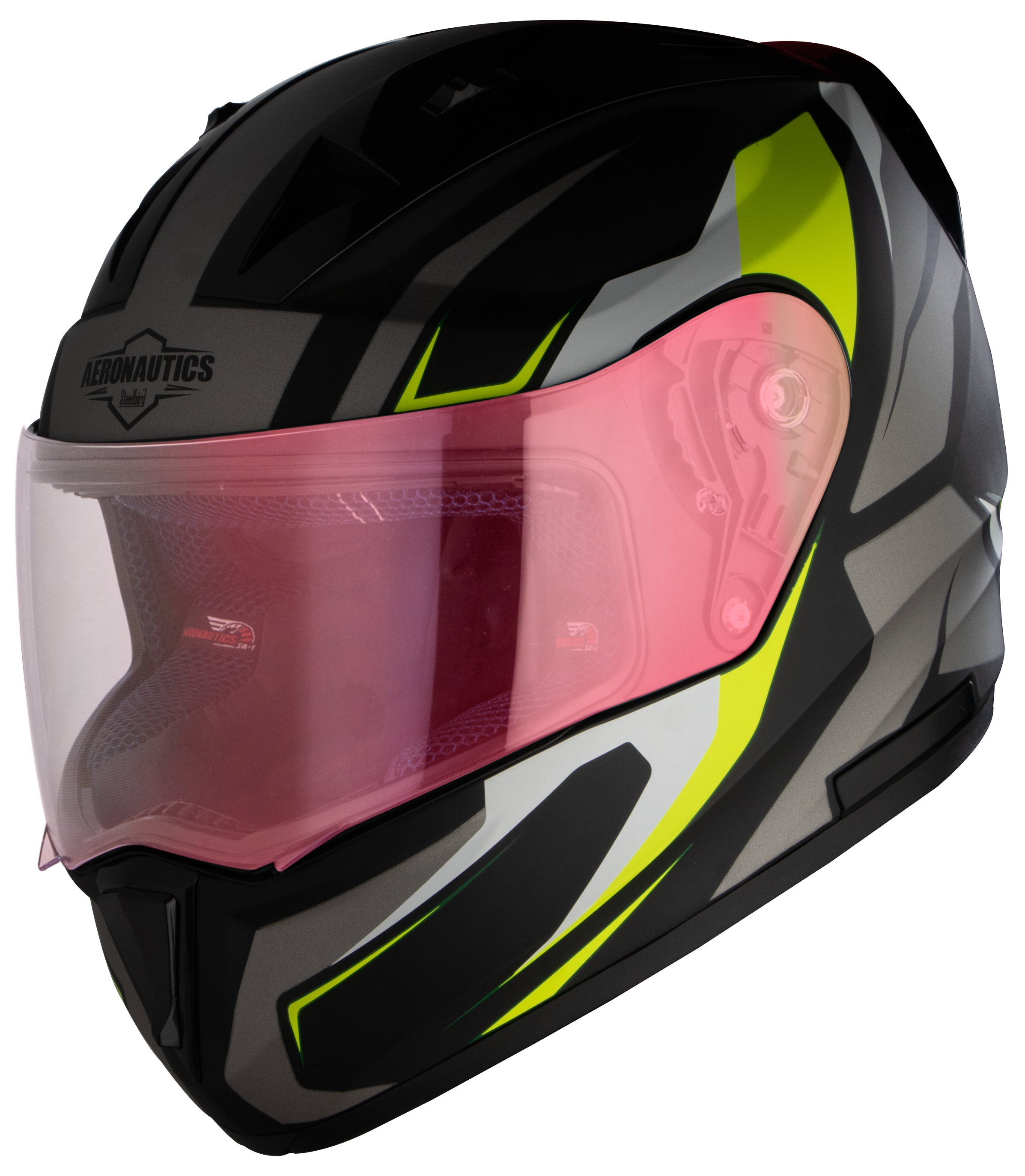 SA-1 Aviate Mat Black With Grey(Fitted With Clear Visor Extra Gold Night Vision Visor Free)