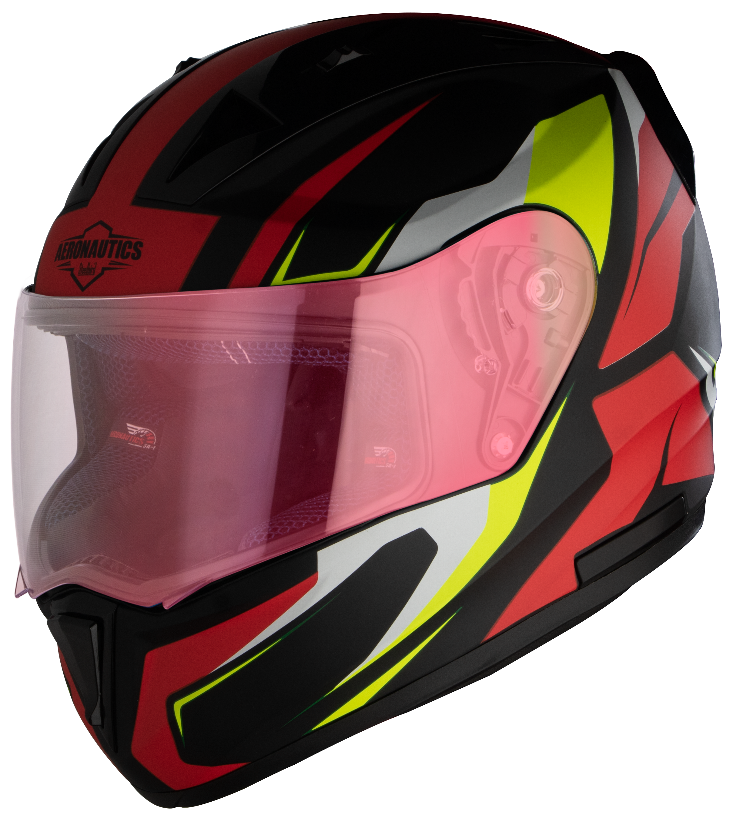 SA-1 Aviate Mat Black With Red(Fitted With Clear Visor Extra Gold Night Vision Visor Free)