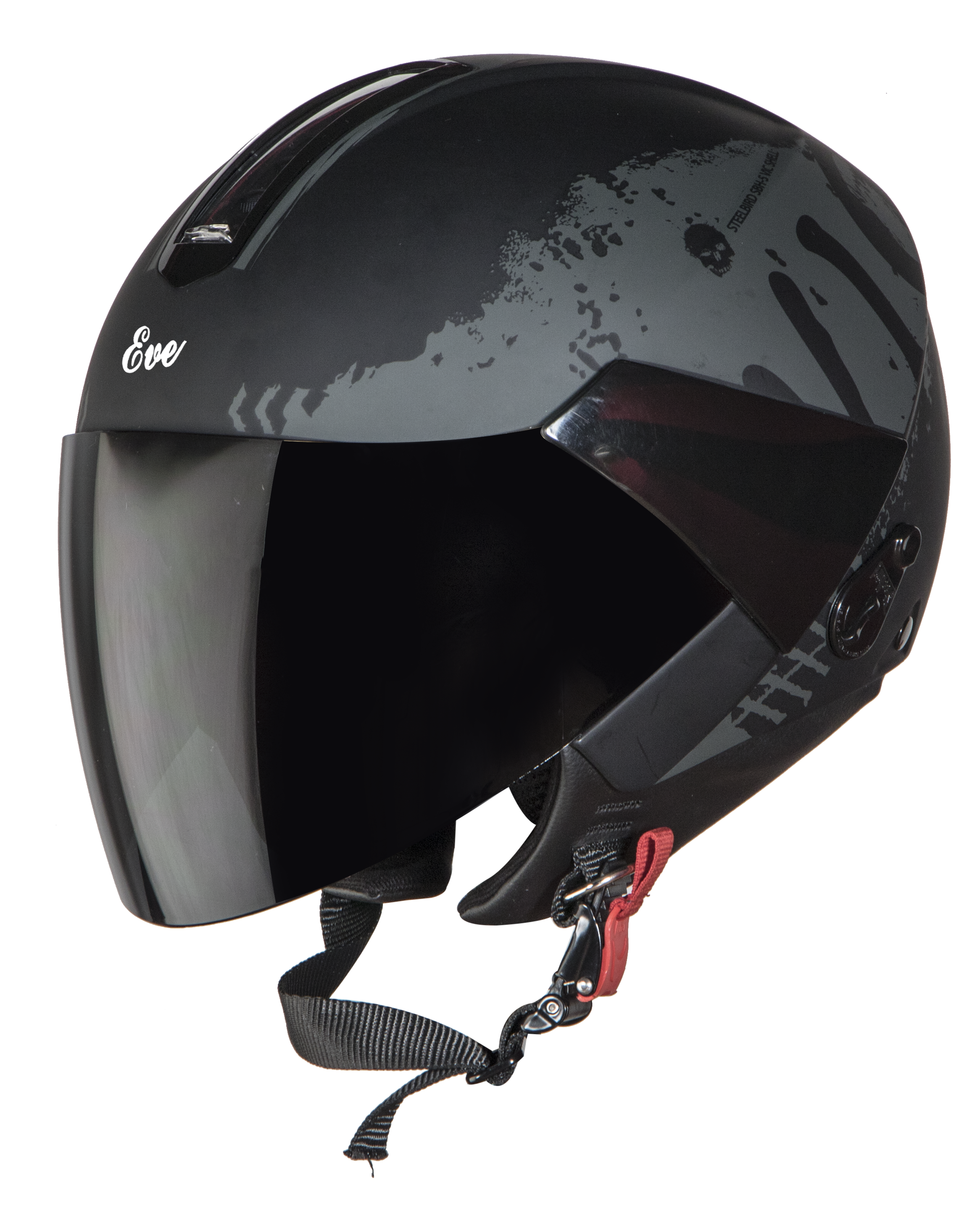 SBH-5 Eve Stark Mat Black With Grey( Fitted With Clear Visor Extra Smoke Visor Free)