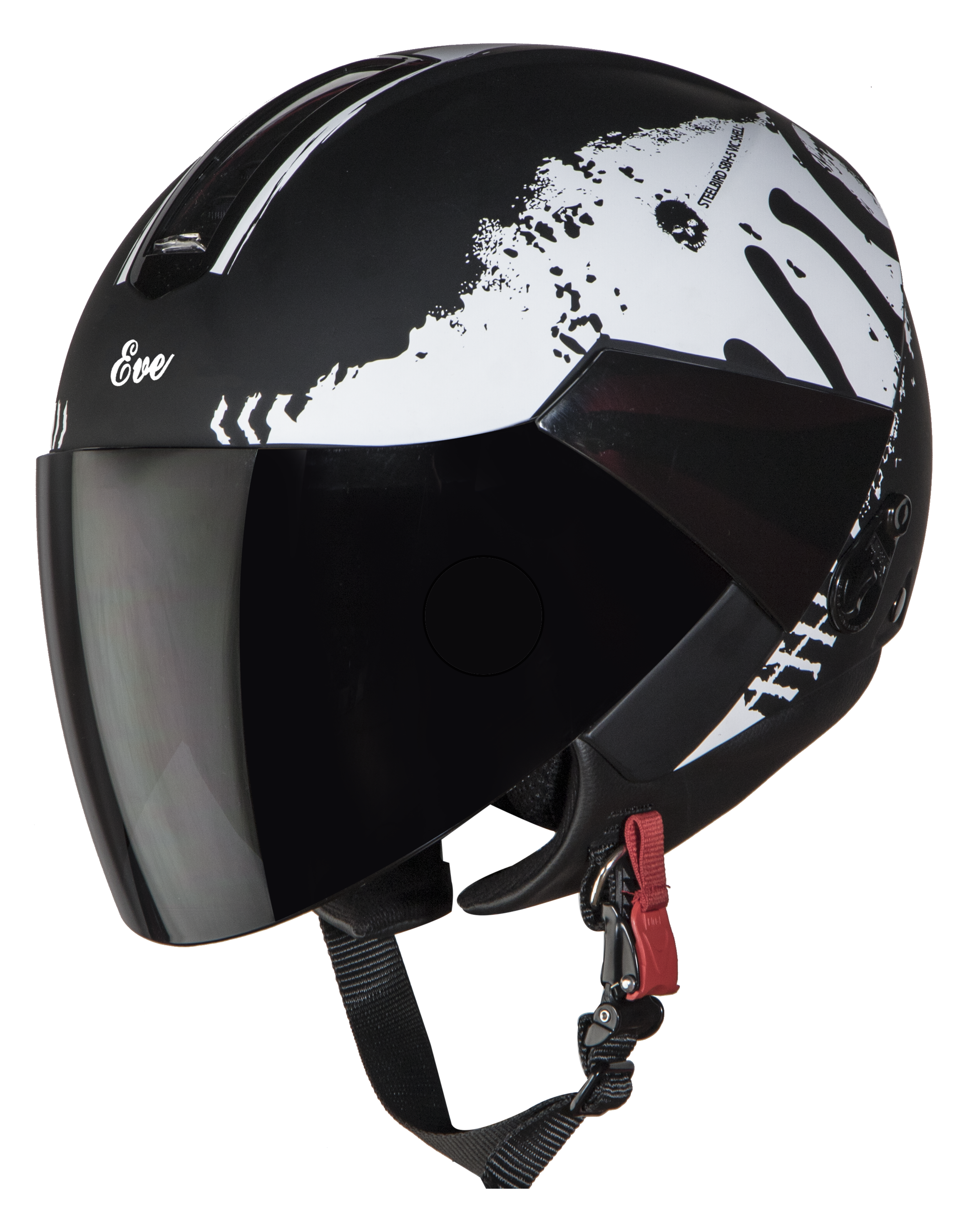 SBH-5 Eve Stark Mat Black With White( Fitted With Clear Visor Extra Smoke Visor Free)