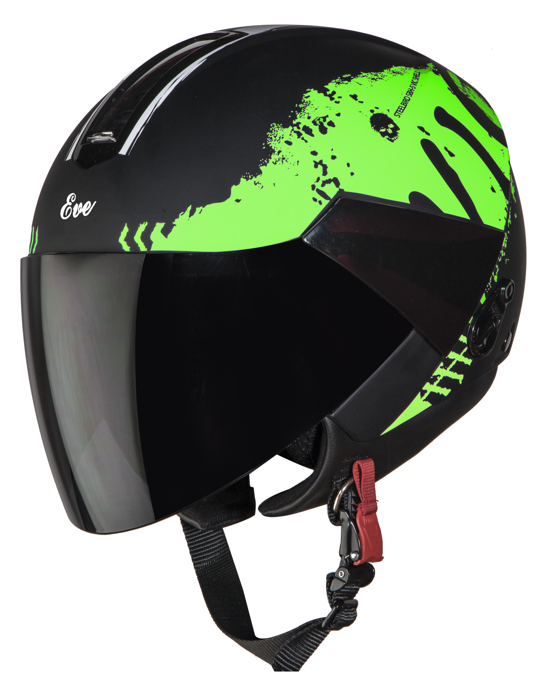 SBH-5 Eve Stark Mat Black With Green( Fitted With Clear Visor Extra Smoke Visor Free)