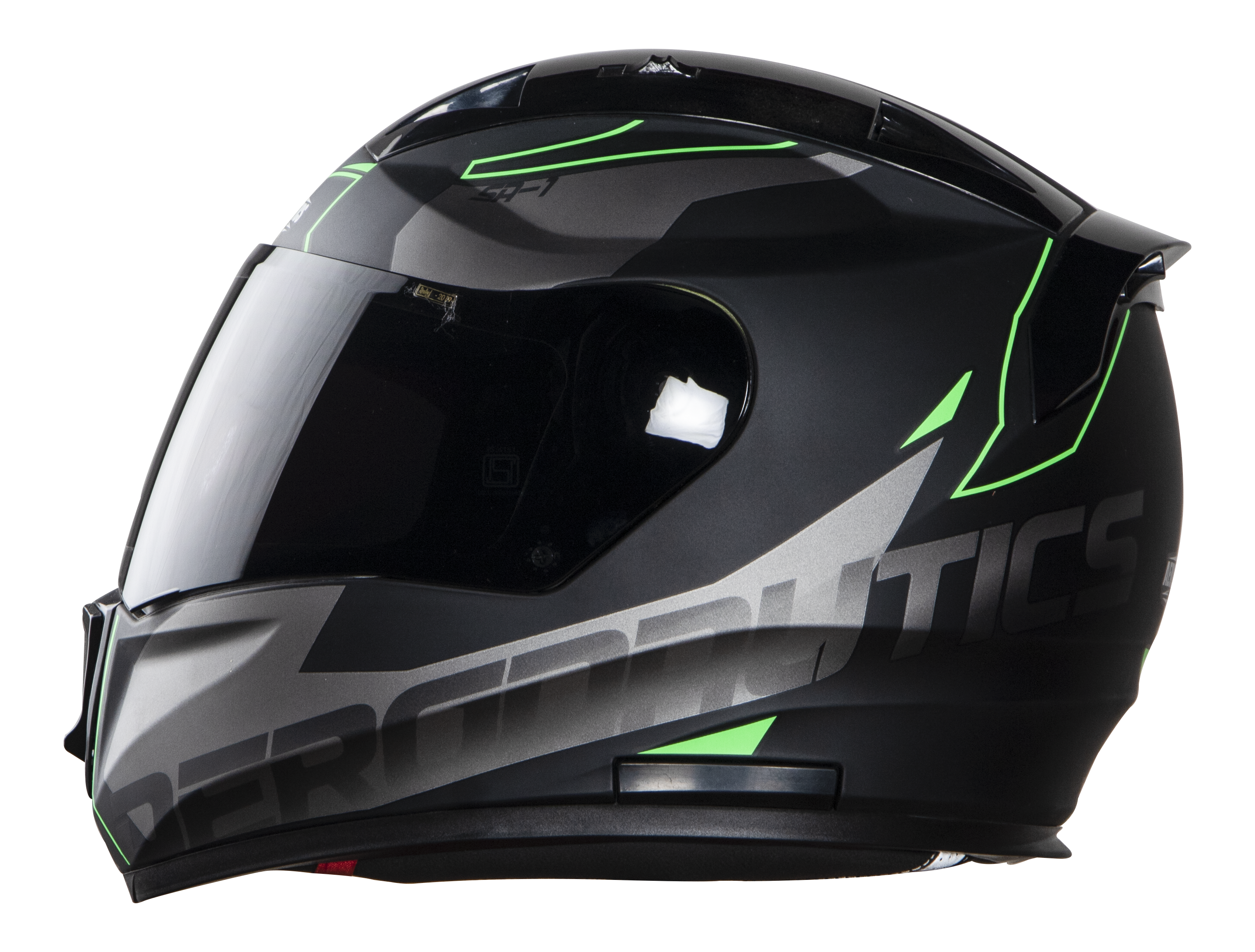 SA-1 RTW Mat Black With Green (Fitted With Clear Visor Extra Smoke Visor Free)