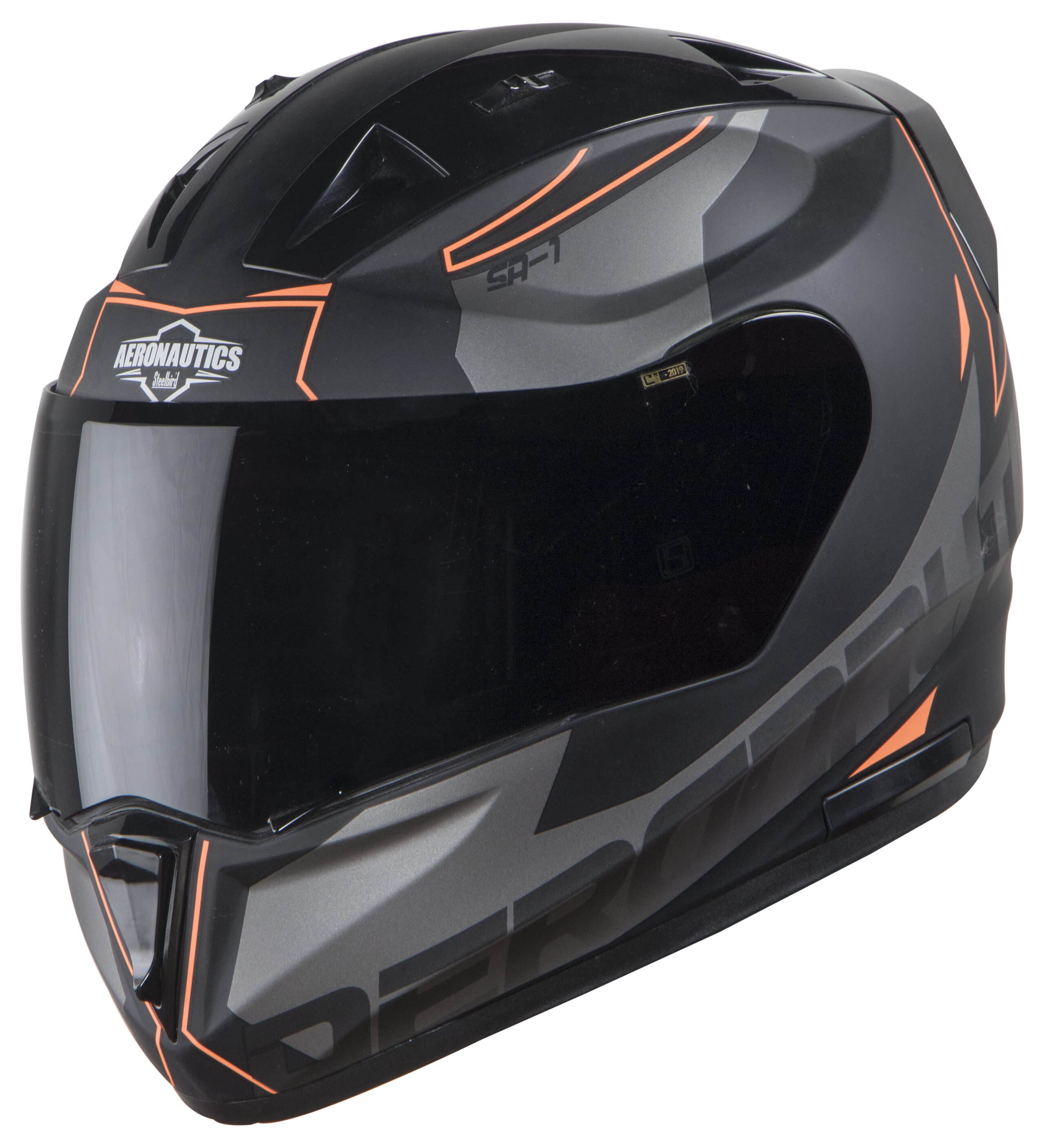 SA-1 RTW Mat Black With Orange (Fitted With Clear Visor Extra Smoke Visor Free)