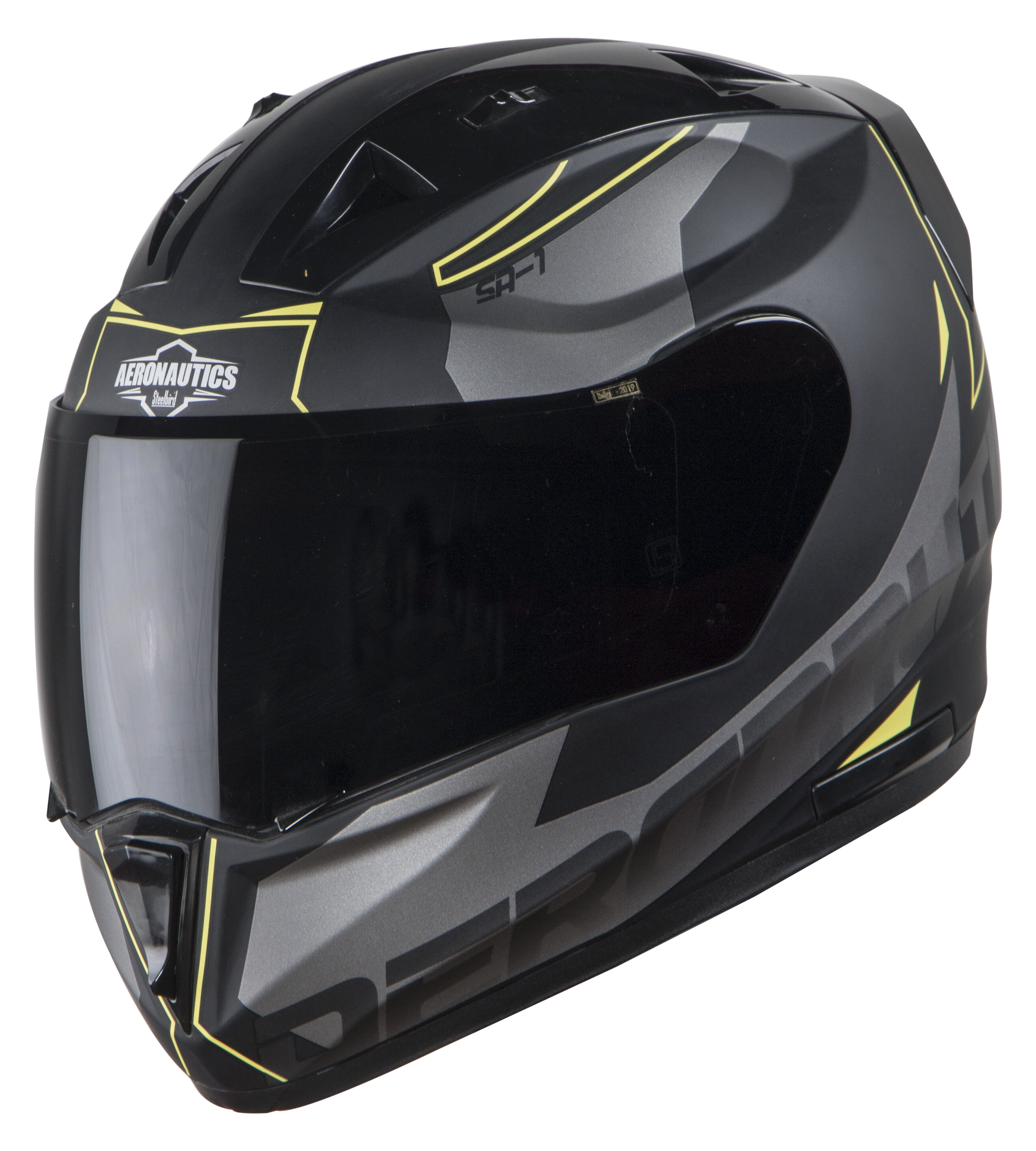 SA-1 RTW Mat Black With Yellow (Fitted With Clear Visor Extra Smoke Free)