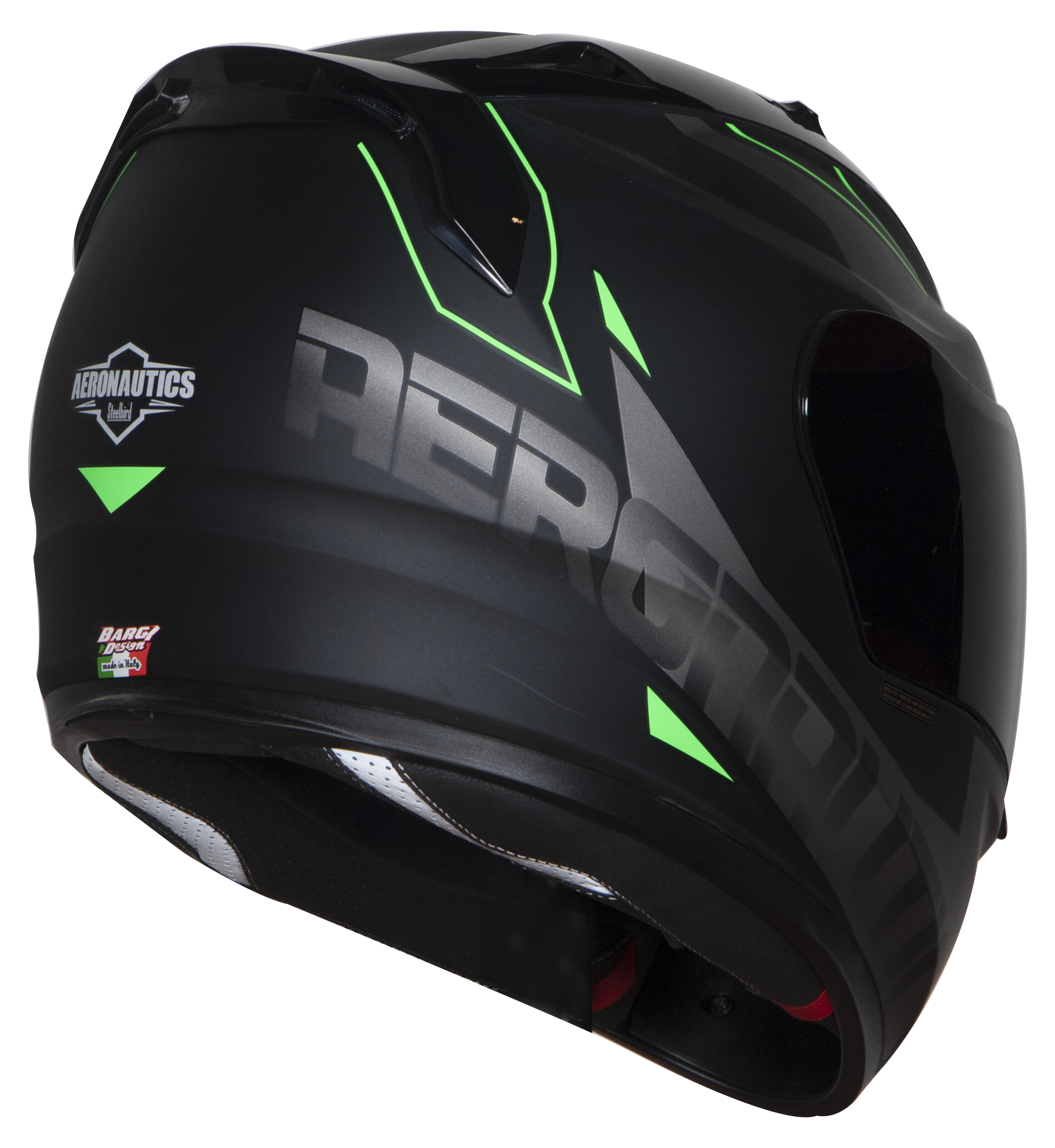 SA-1 RTW Mat Black With Green (Fitted With Clear Visor Extra Chrome Silver Free)