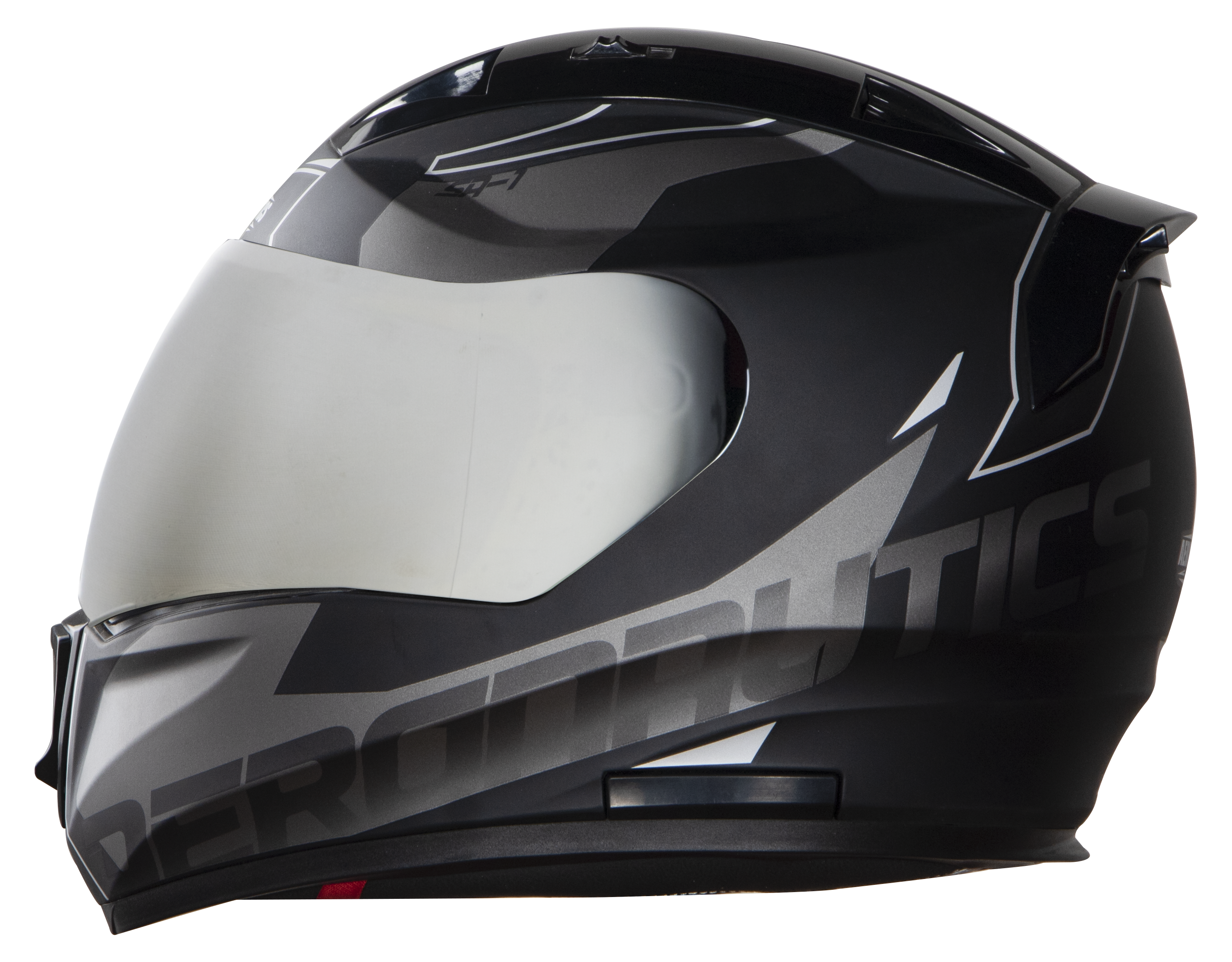 SA-1 RTW Mat Black With White (Fitted With Clear Visor Extra Chrome Silver Free)