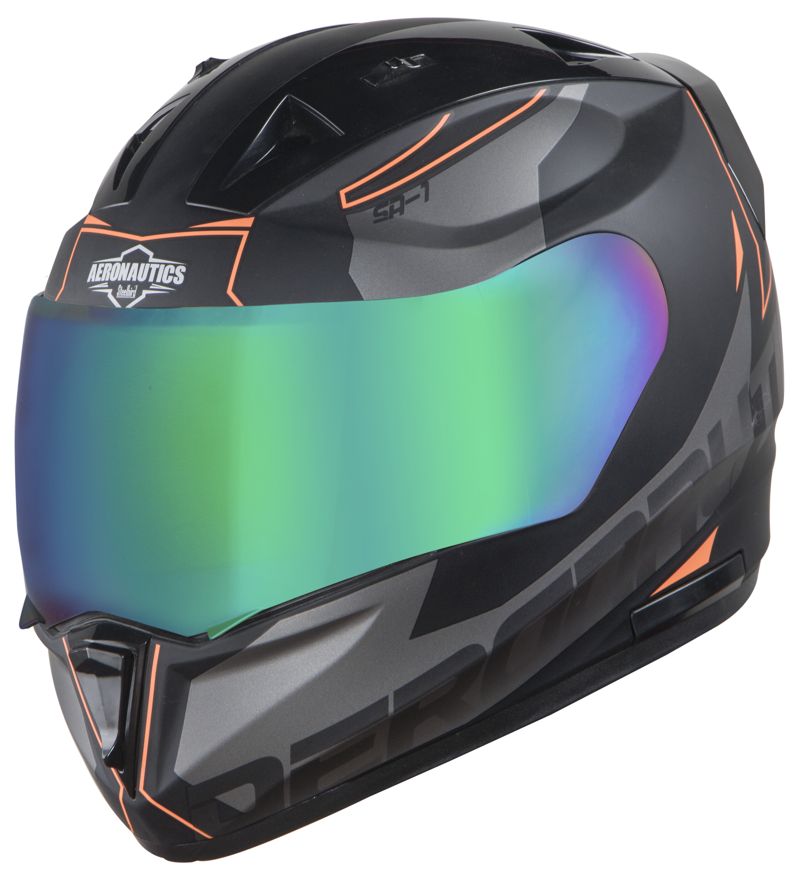 SA-1 RTW Mat Black With Orange (Fitted With Clear Visor Extra Chrome Rainbow Visor Free)