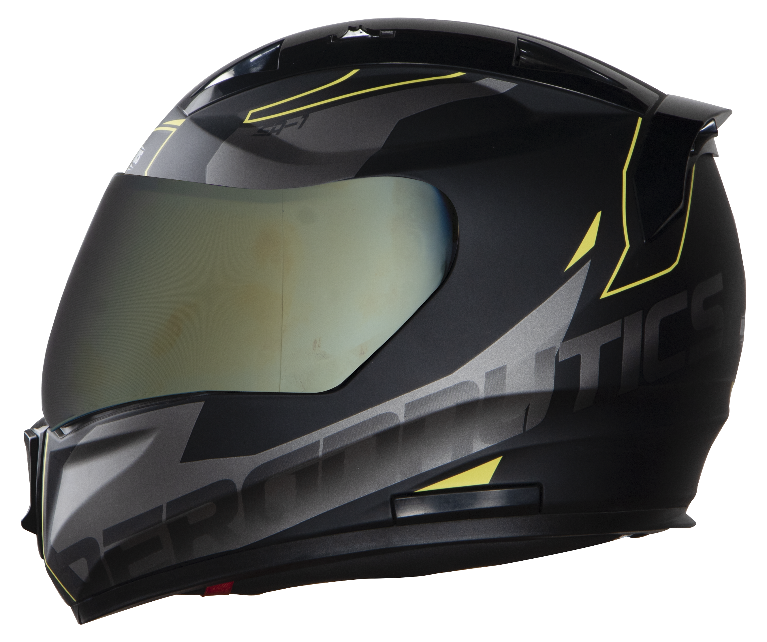 SA-1 RTW Mat Black With Yellow (Fitted With Clear Visor Extra Chrome Gold Visor Free)