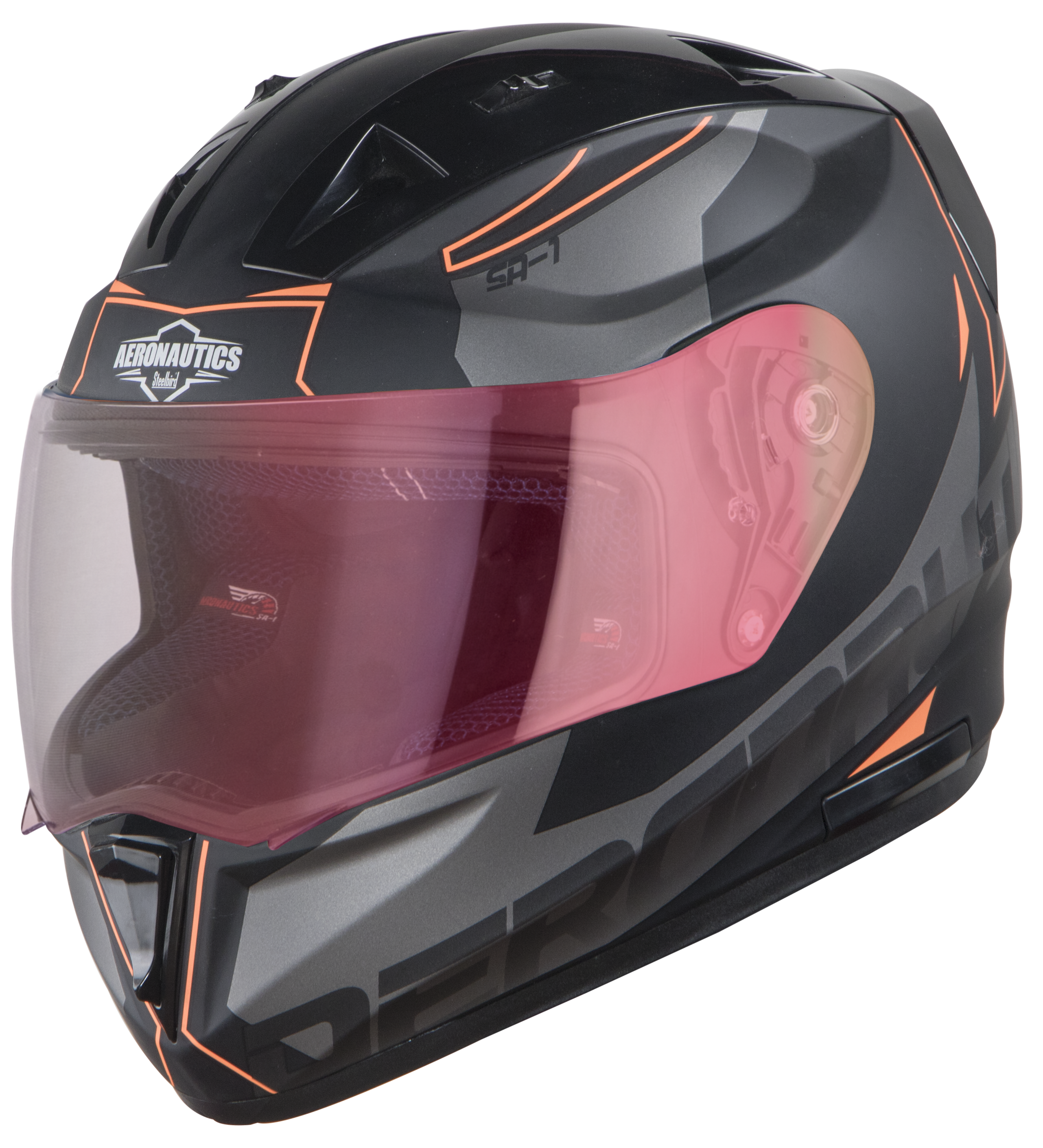 SA-1 RTW Mat Black With Orange (Fitted With Clear Visor Extra Night Vision Gold Visor Free)