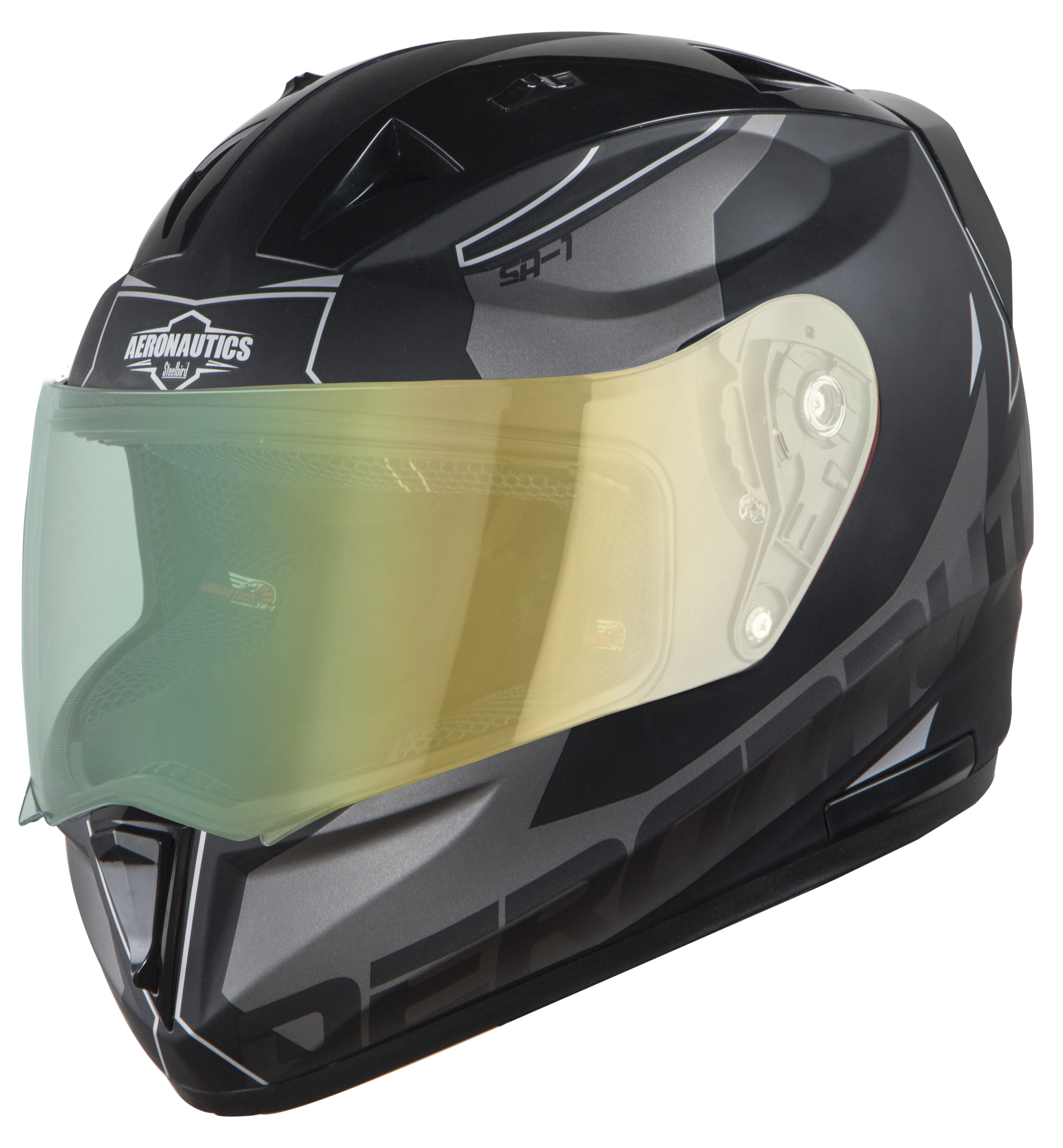SA-1 RTW Mat Black With White (Fitted With Clear Visor Extra Night Vision Green Visor Free)