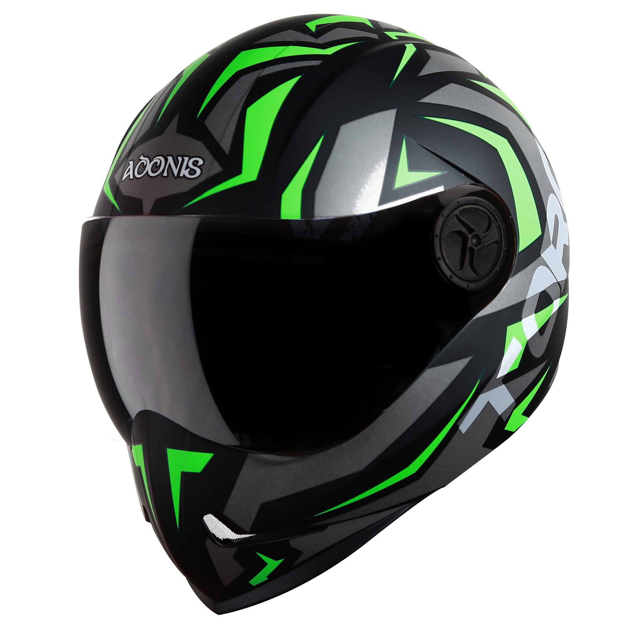 Adonis Torq Mat Black With Green( Fitted With Clear Visor Extra Smoke Visor Free)