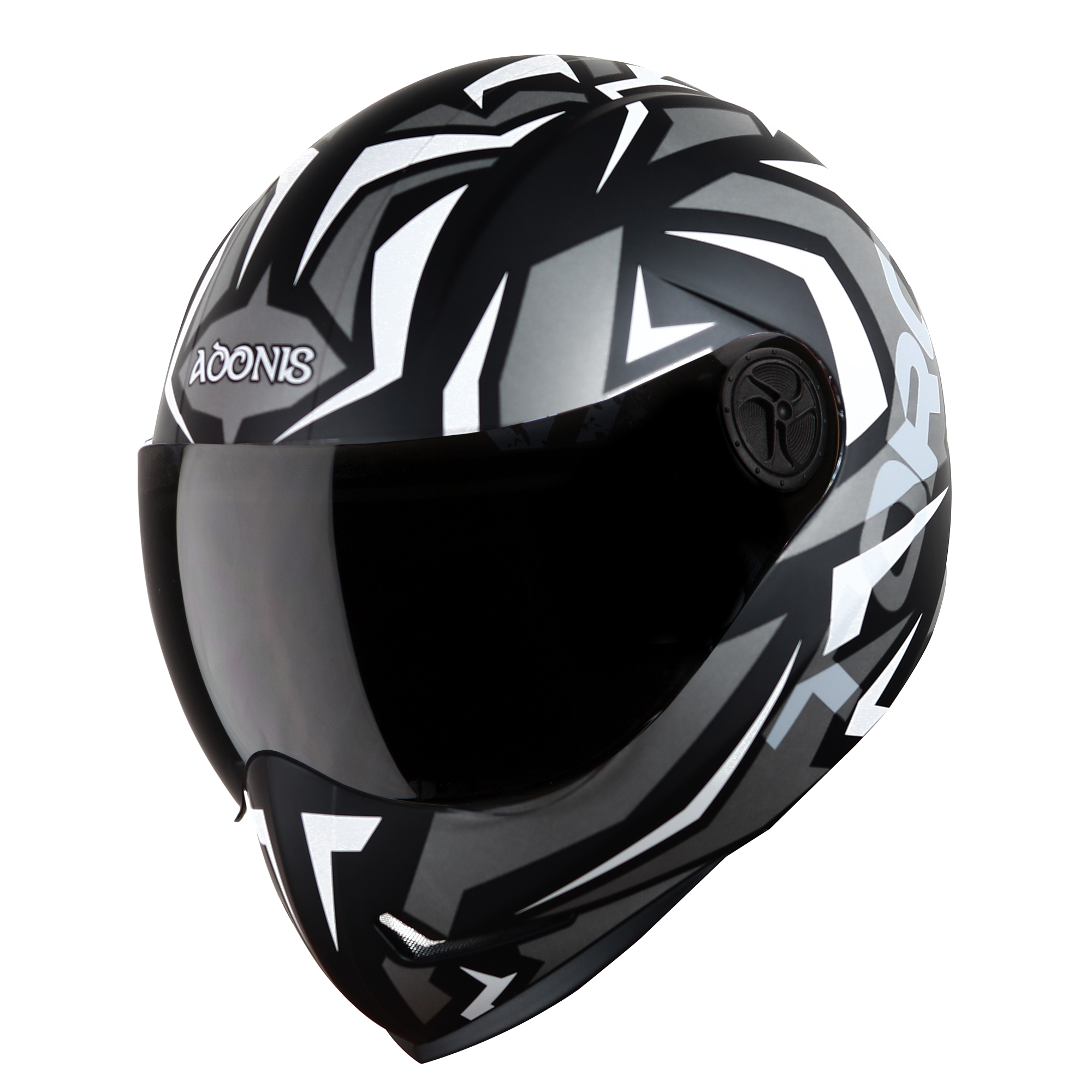 Adonis Torq Mat Black With White( Fitted With Clear Visor Extra Smoke Visor Free)