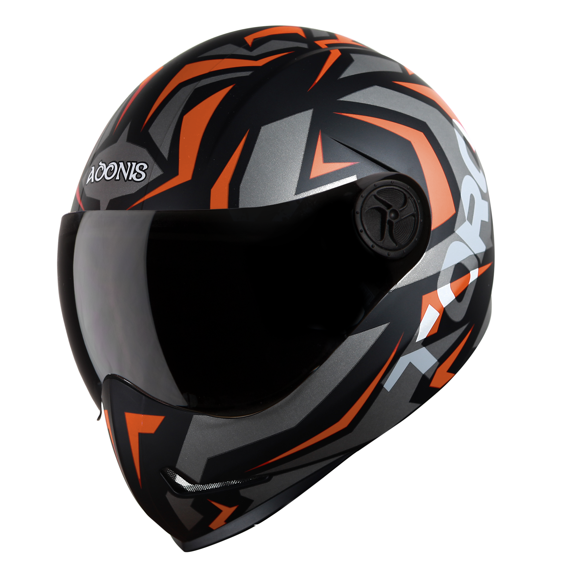 Adonis Torq Mat Black With Orange( Fitted With Clear Visor Extra Smoke Visor Free)