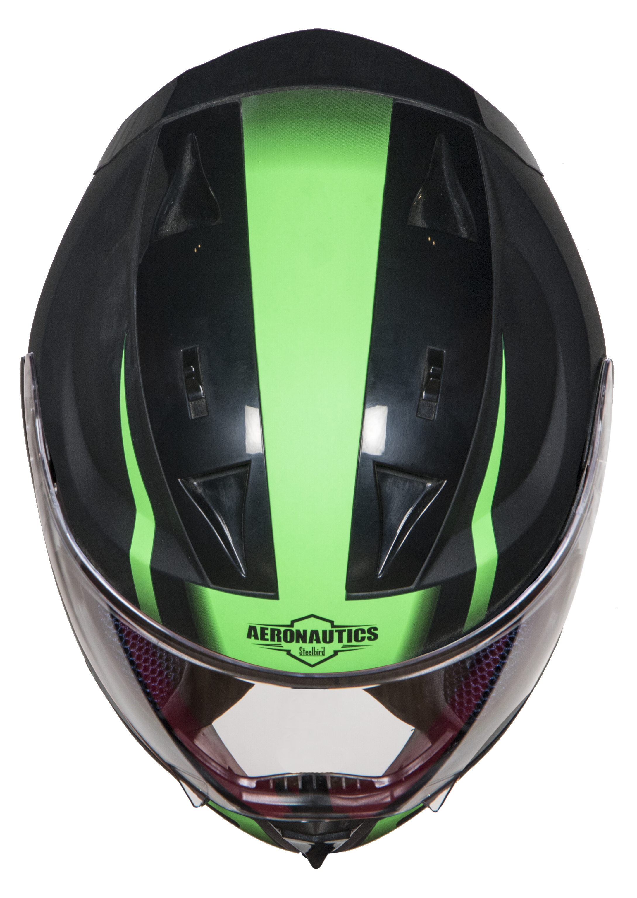 Steelbird SA-1 Whif ISI Certified Full Face Helmet (Matt Black Green With Clear Visor)