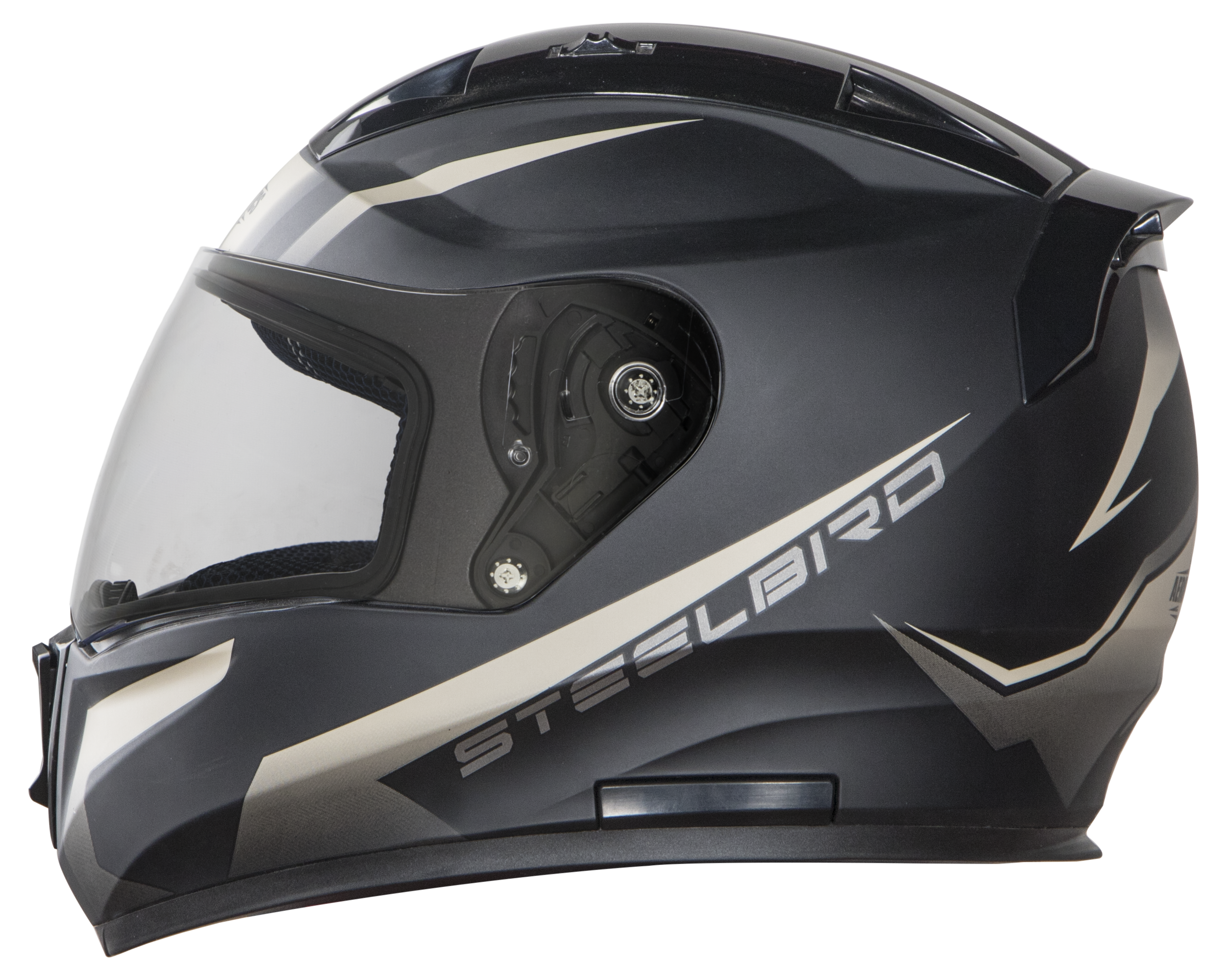 Steelbird SA-1 Whif ISI Certified Full Face Helmet (Matt Black Desert Storm With Clear Visor)