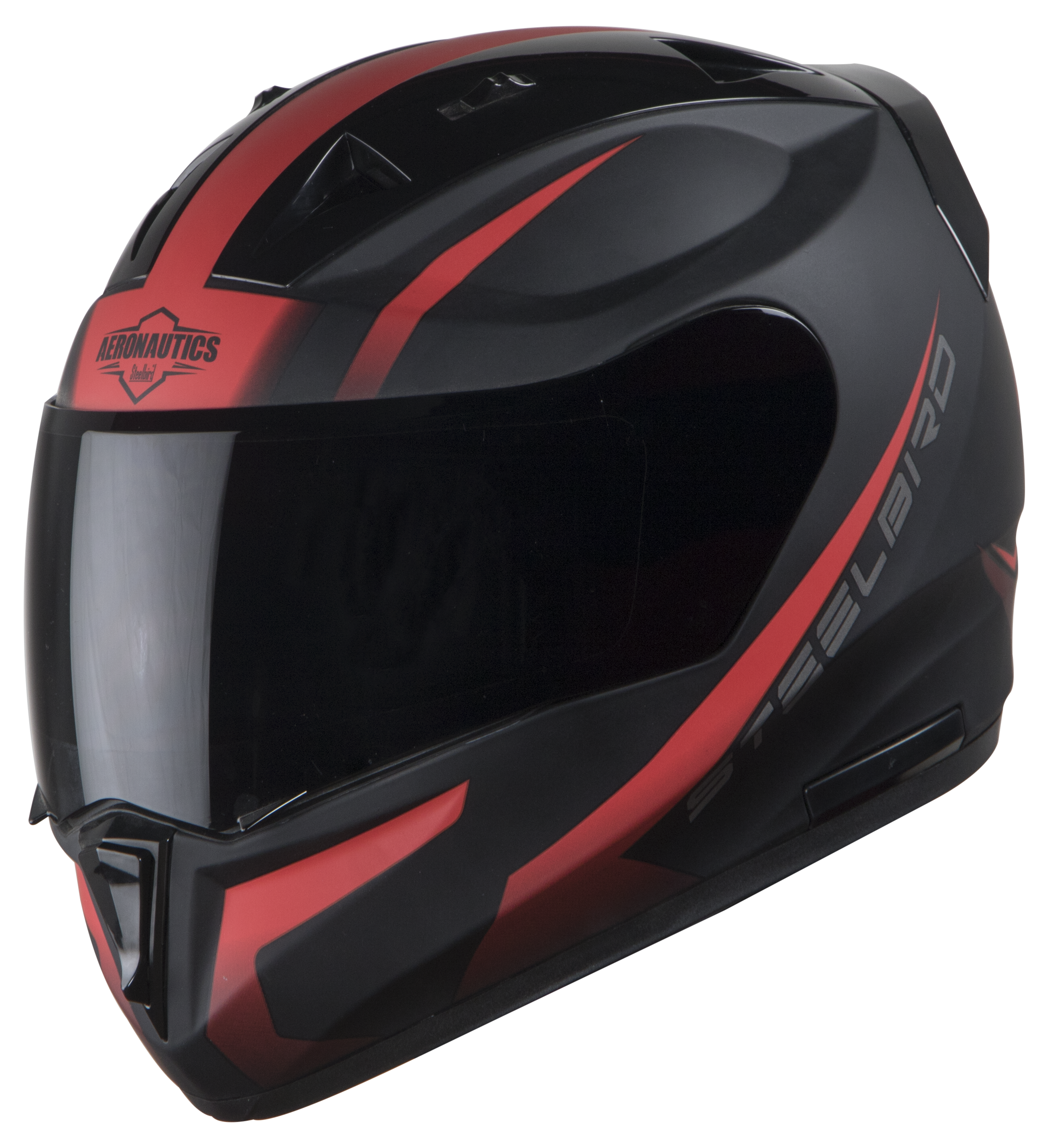 Steelbird SA-1 Whif ISI Certified Full Face Helmet (Matt Black Red With Smoke Visor)