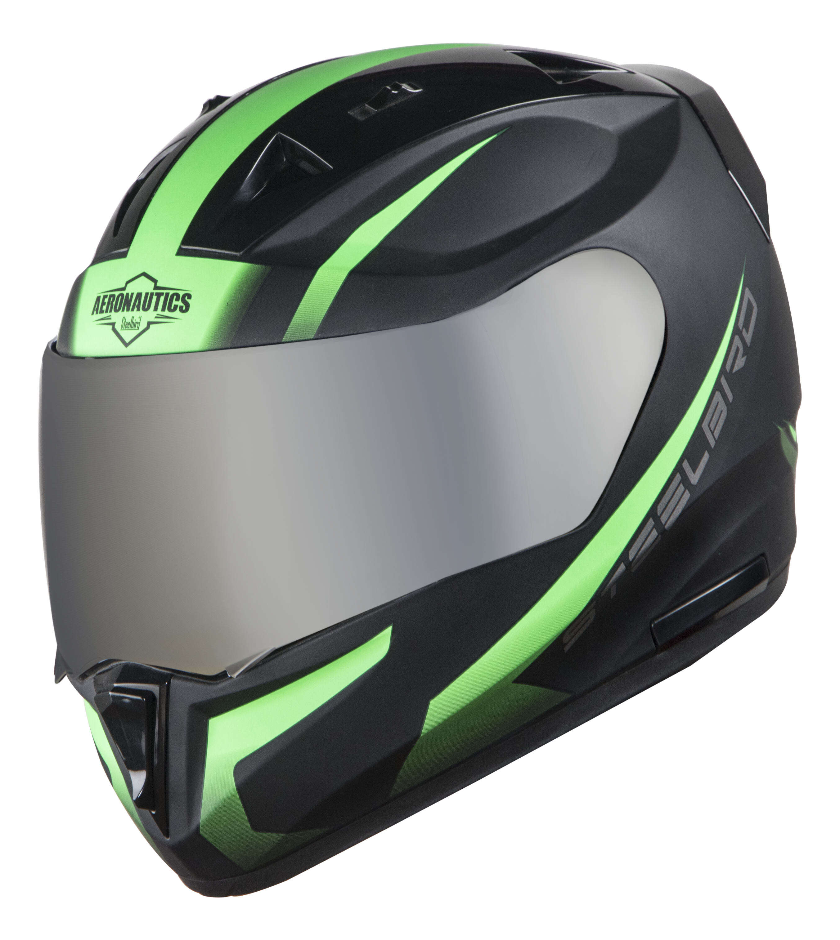 SA-1 WHIF Mat Black With Green (Fitted With Clear Visor Extra Chrome Silver Visor Free)