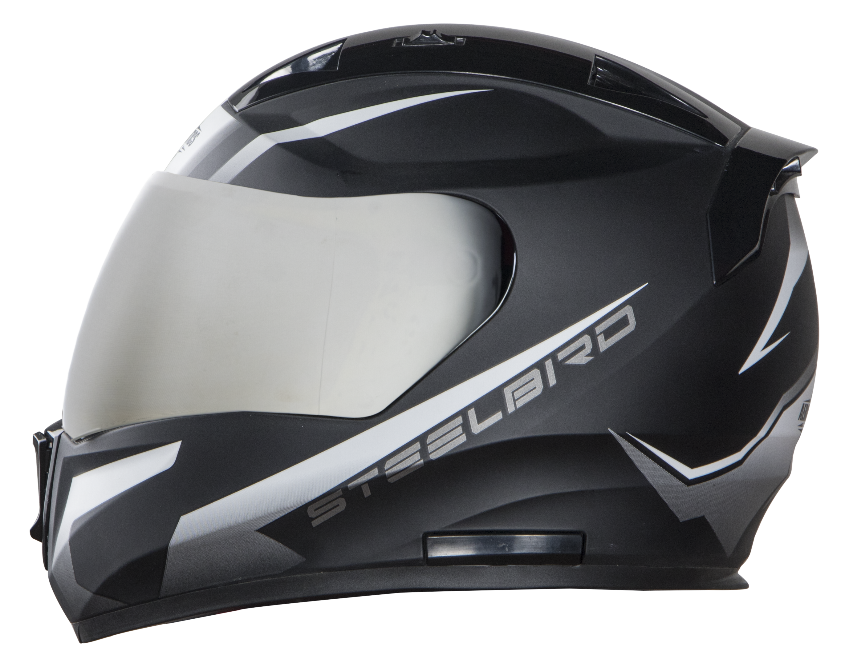 SA-1 WHIF Mat Black With White (Fitted With Clear Visor Extra Chrome Silver Visor Free)