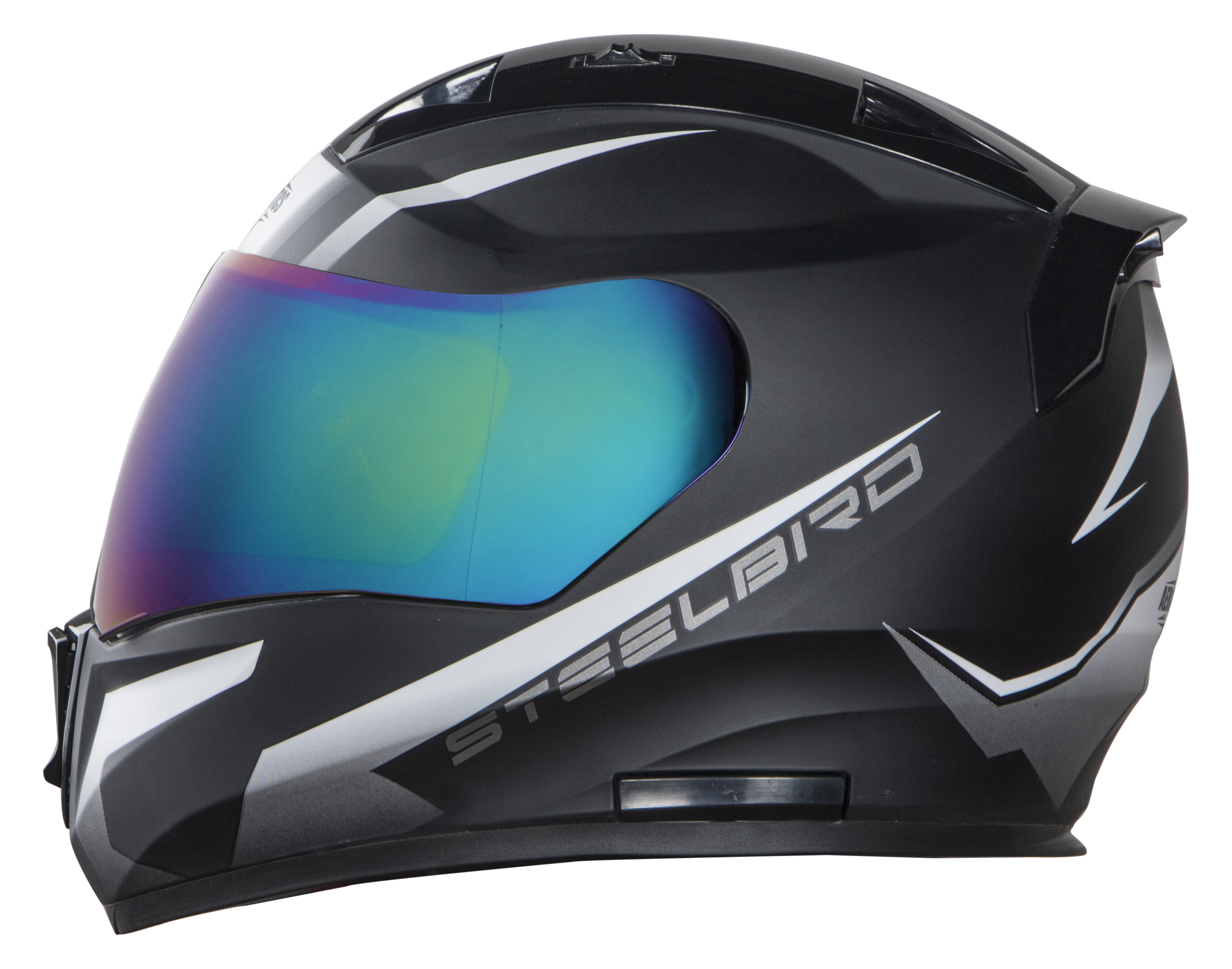 SA-1 WHIF Mat Black With White (Fitted With Clear Visor Extra Chrome Rainbow Visor Free)