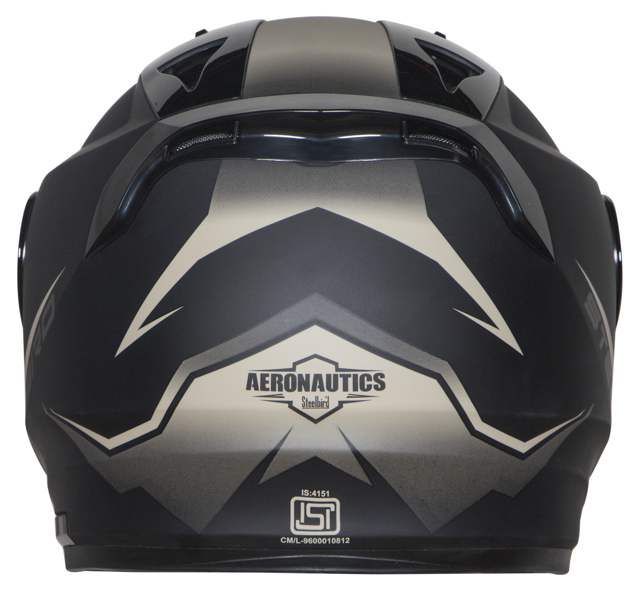 Steelbird SA-1 Whif ISI Certified Full Face Helmet (Matt Black Desert Storm With Chrome Gold Visor)