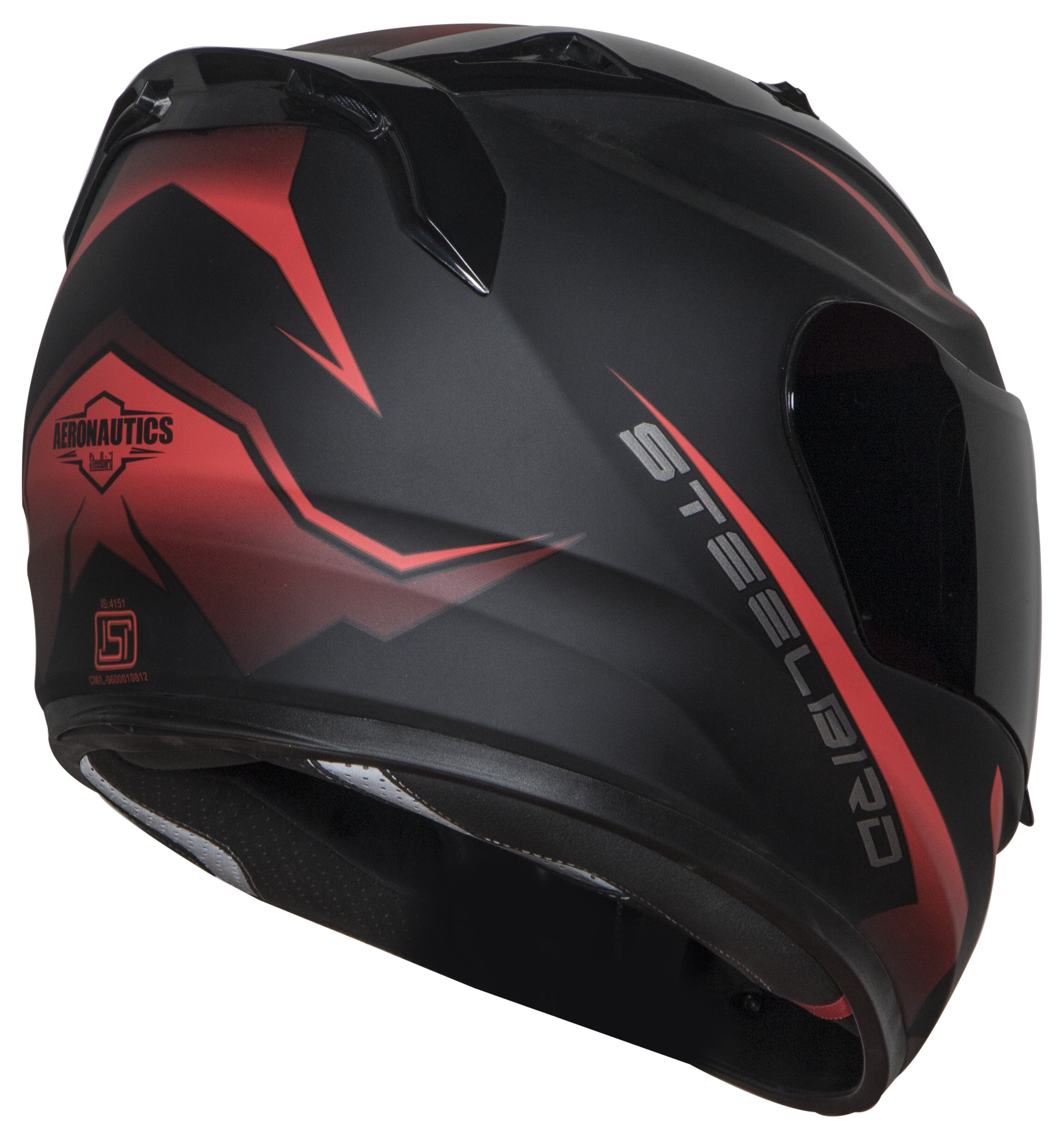 Steelbird SA-1 Whif ISI Certified Full Face Helmet (Matt Black Red With Chrome Gold Visor)