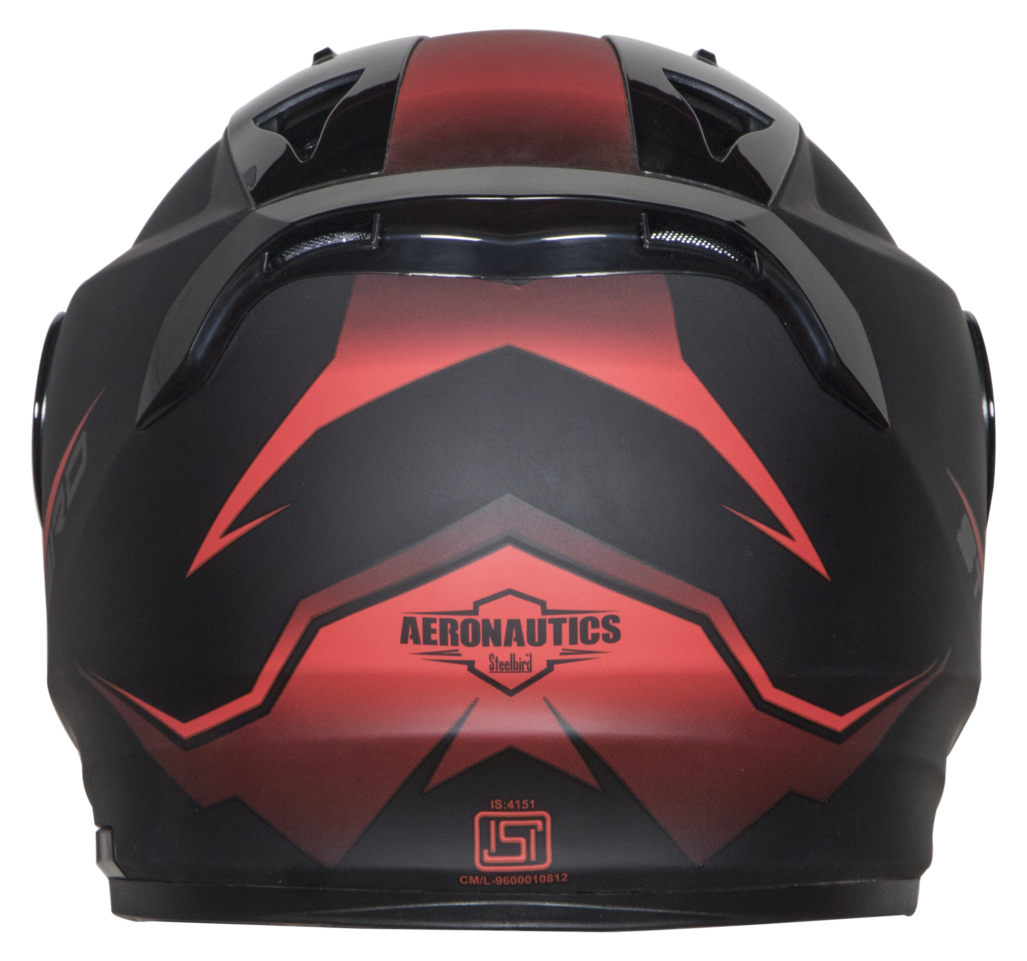 Steelbird SA-1 Whif ISI Certified Full Face Helmet (Matt Black Red With Chrome Gold Visor)