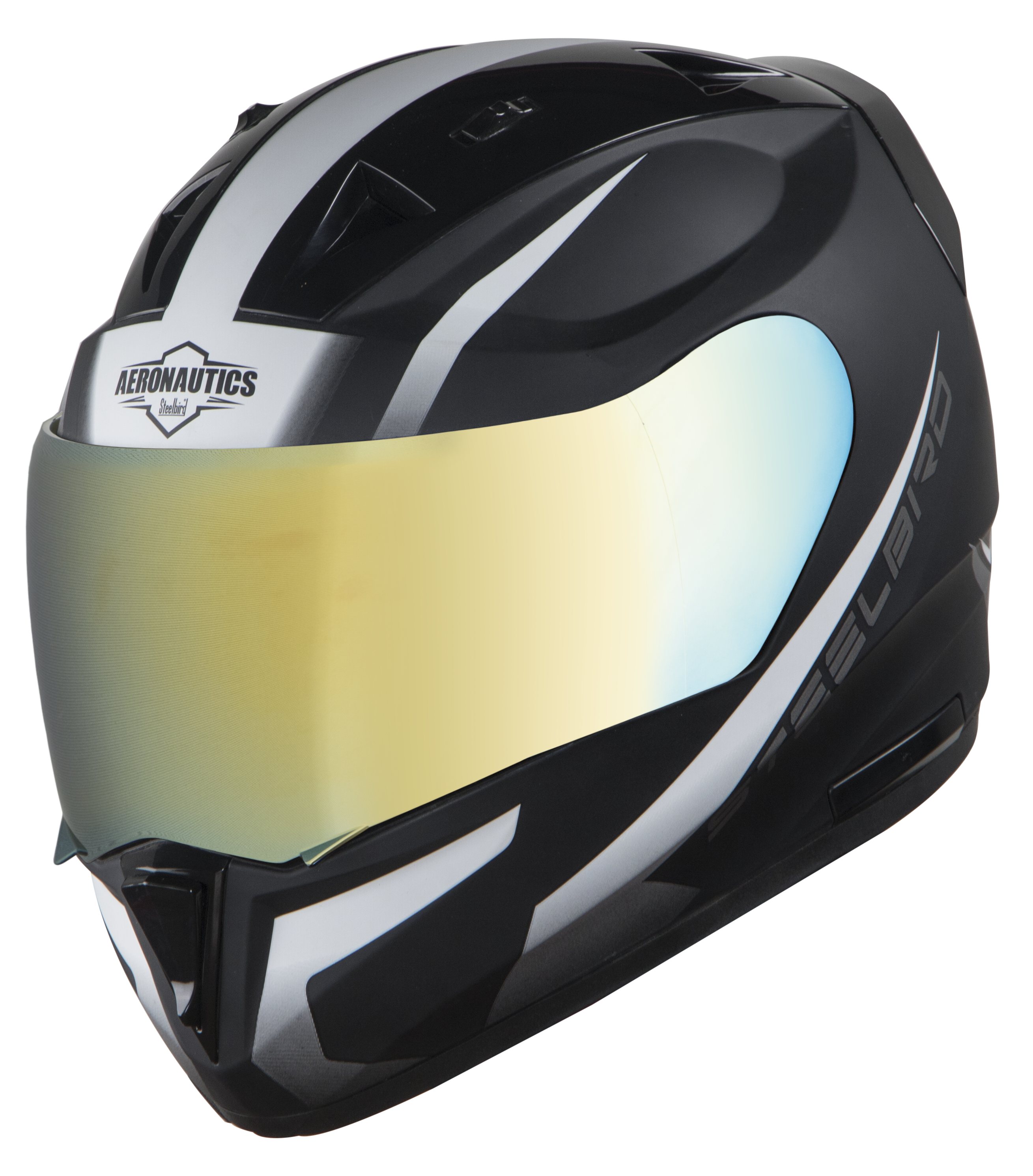 SA-1 WHIF Mat Black With White (Fitted With Clear Visor Extra Chrome Gold Visor Free)