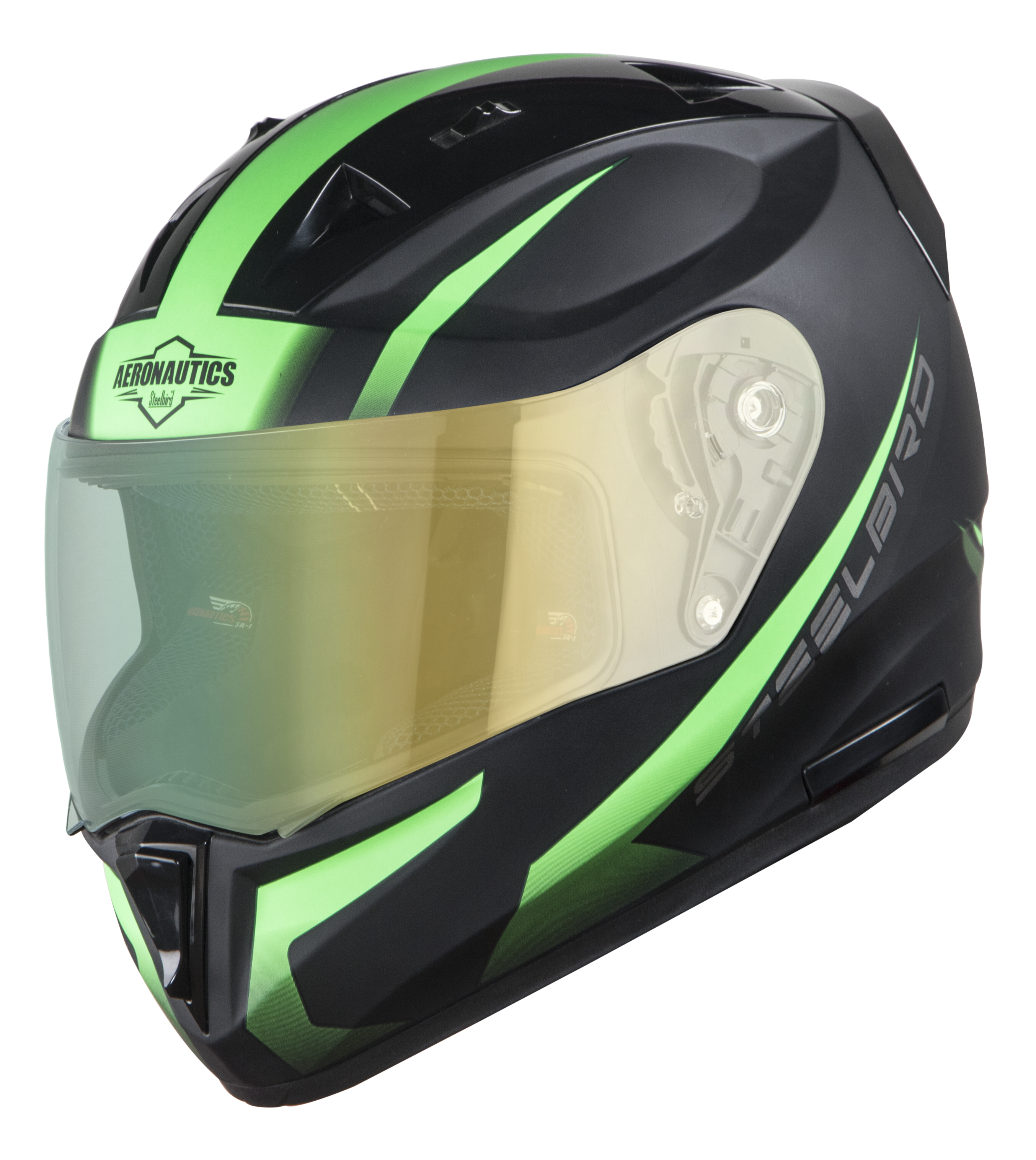 SA-1 WHIF Mat Black With Green (Fitted With Clear Visor Extra Green Night Vison Visor Free)