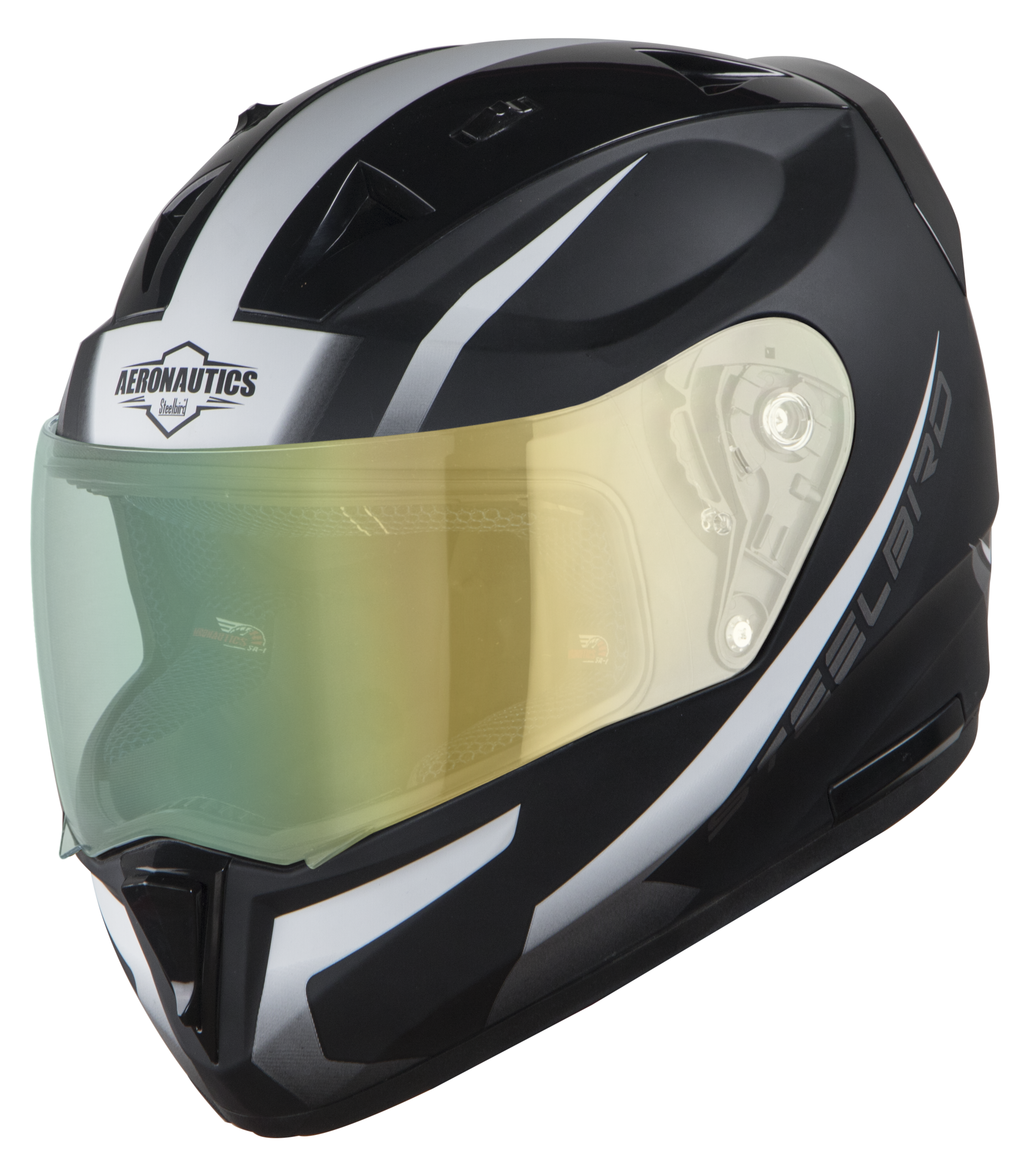 SA-1 WHIF Mat Black With White (Fitted With Clear Visor Extra Green Night Vision Visor Free)