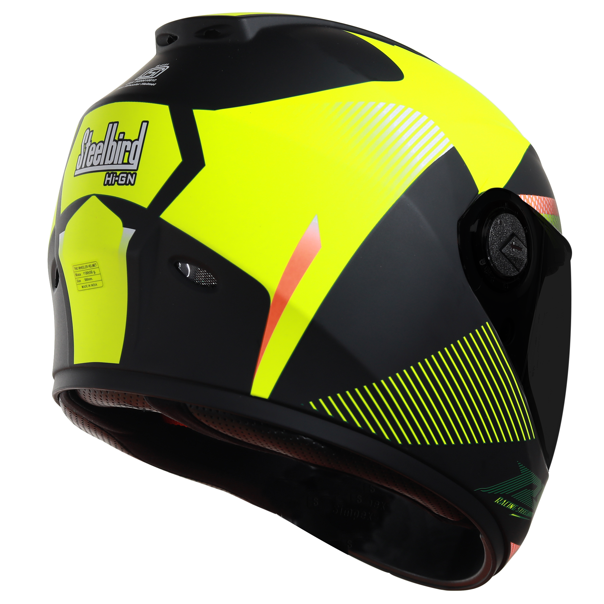 SBH-11 Zoom Trace Mat Black With Neon( Fitted With Clear Visor Extra Smoke Visor Free)