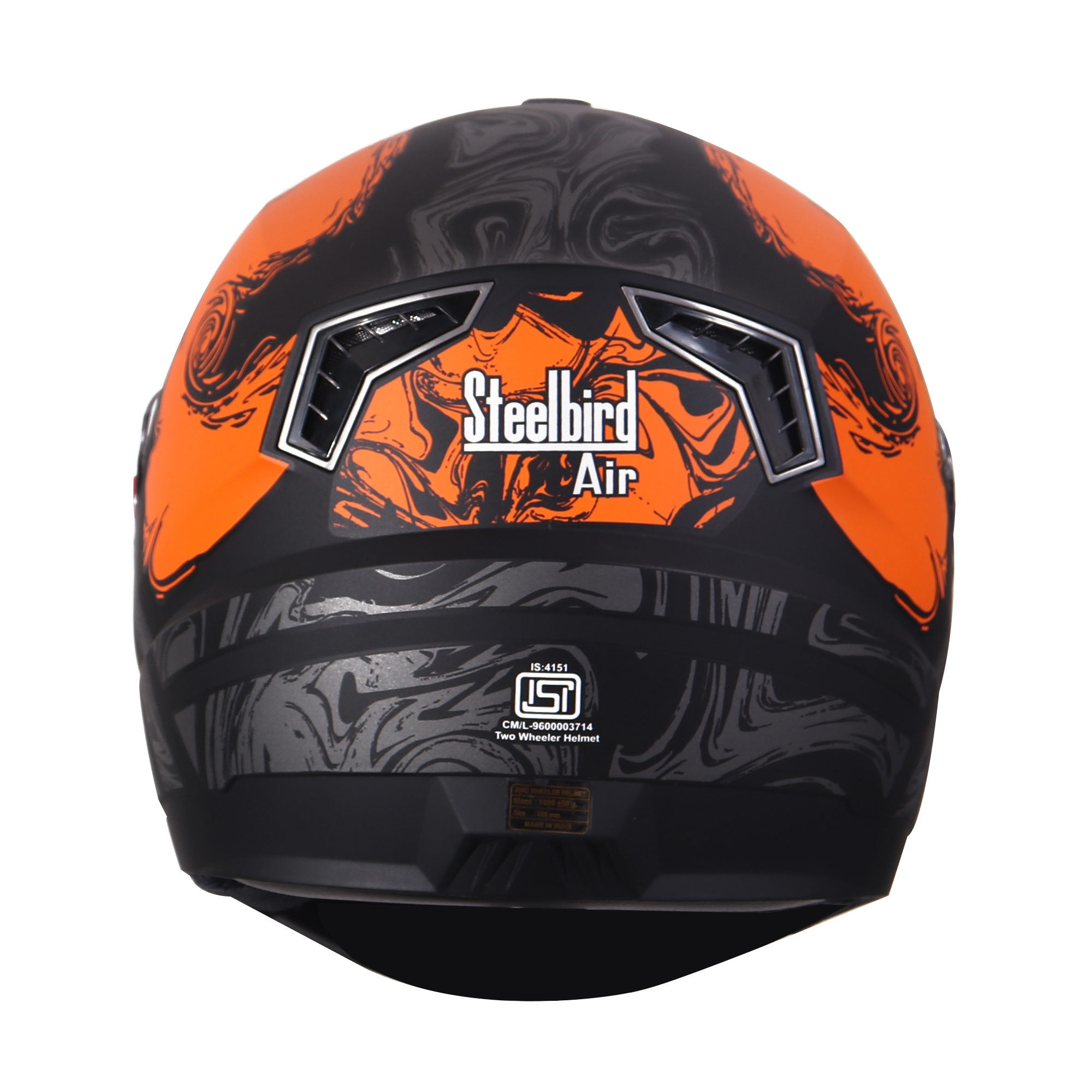 SBA-1 Craft Mat Black With Orange ( Fitted With Clear Visor  Extra Smoke Visor Free)