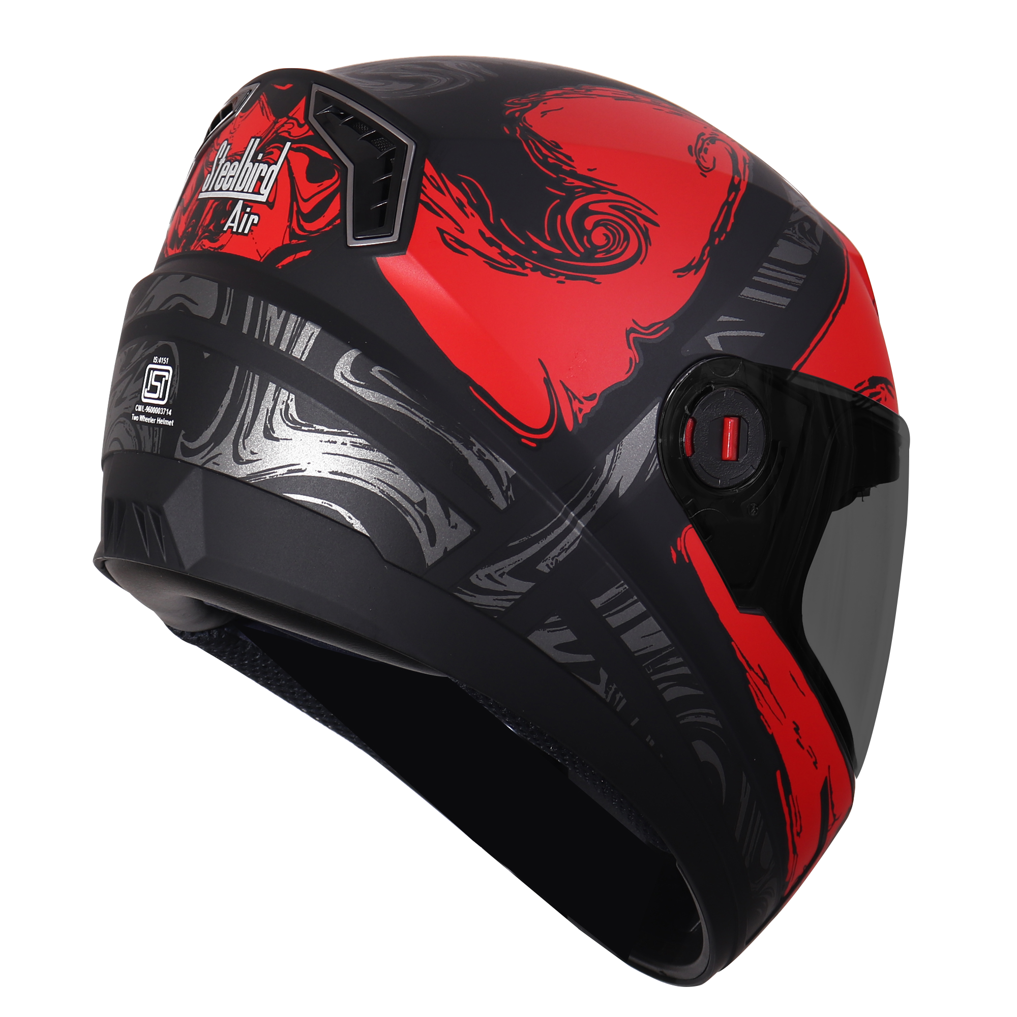 SBA-1 Craft Mat Black With Red ( Fitted With Clear Visor  Extra Smoke Visor Free)